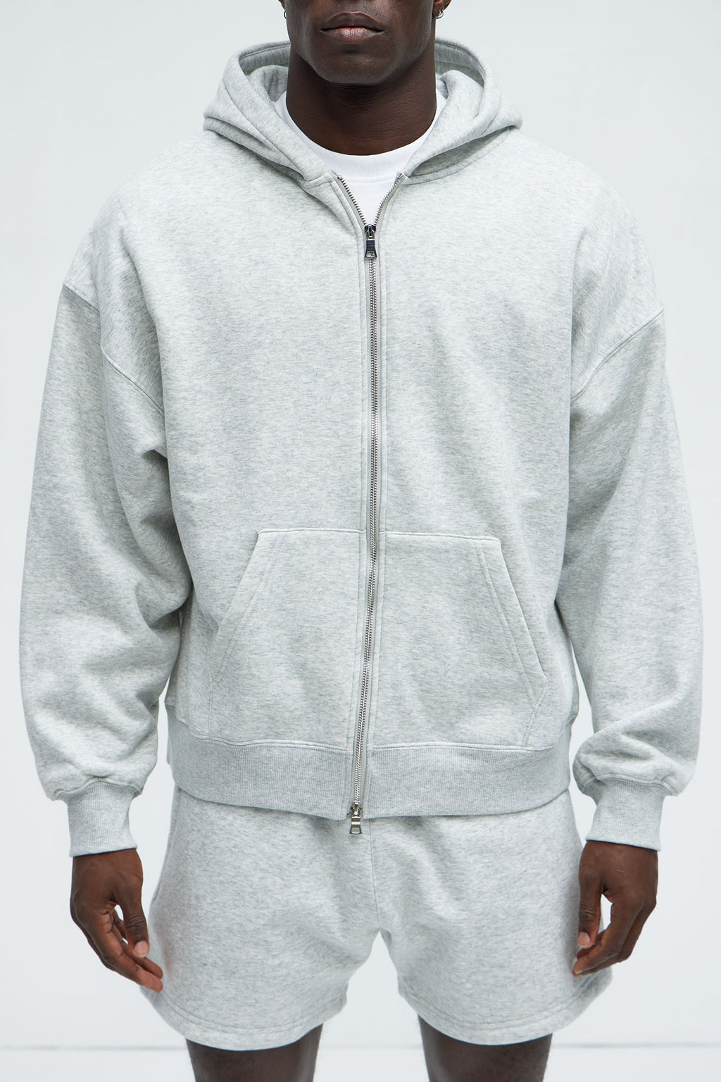 Tyson Oversized Heavyweight Zip Up - Heather Grey