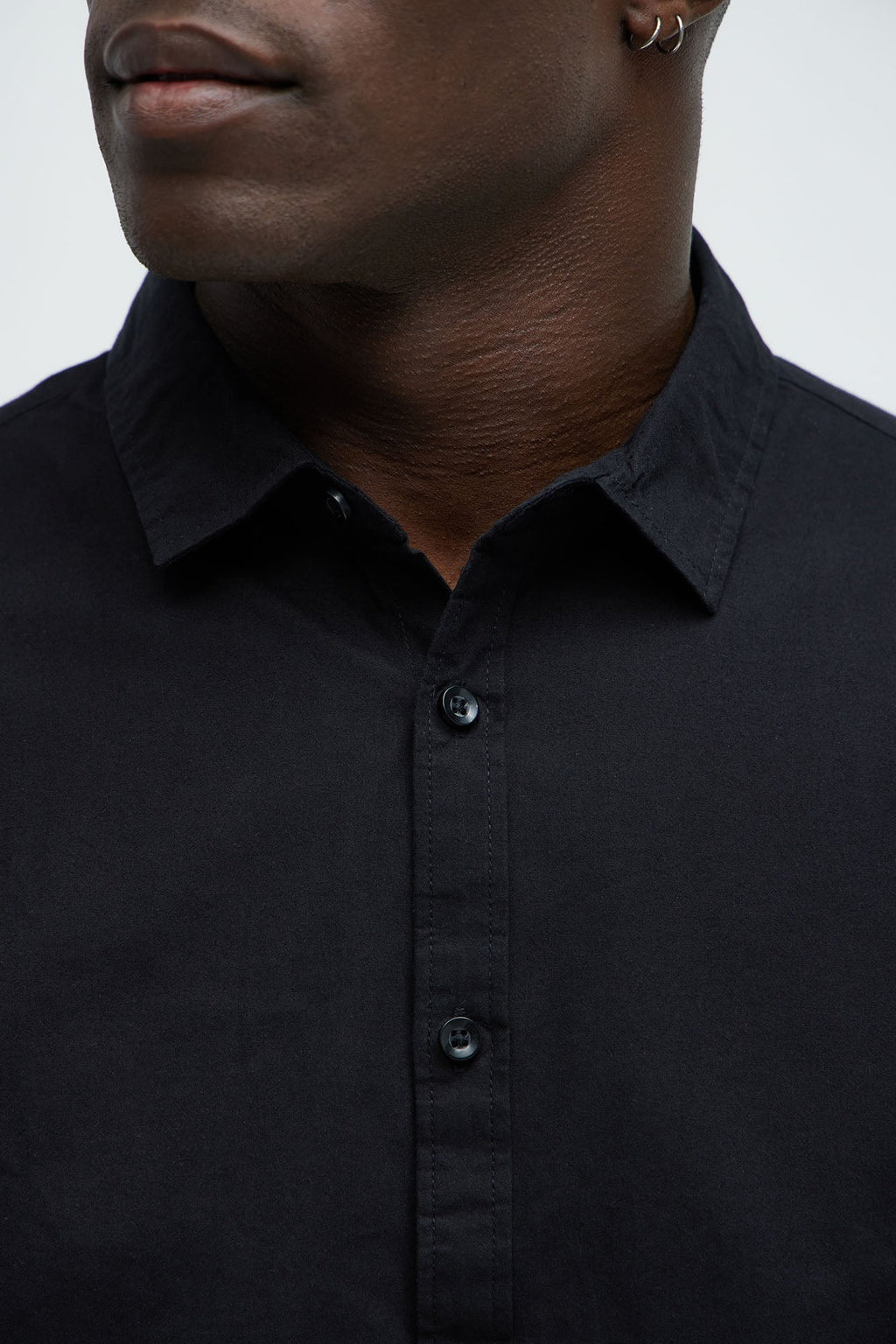 Ryland Cotton Long Sleeve Button Up Shirt - Black