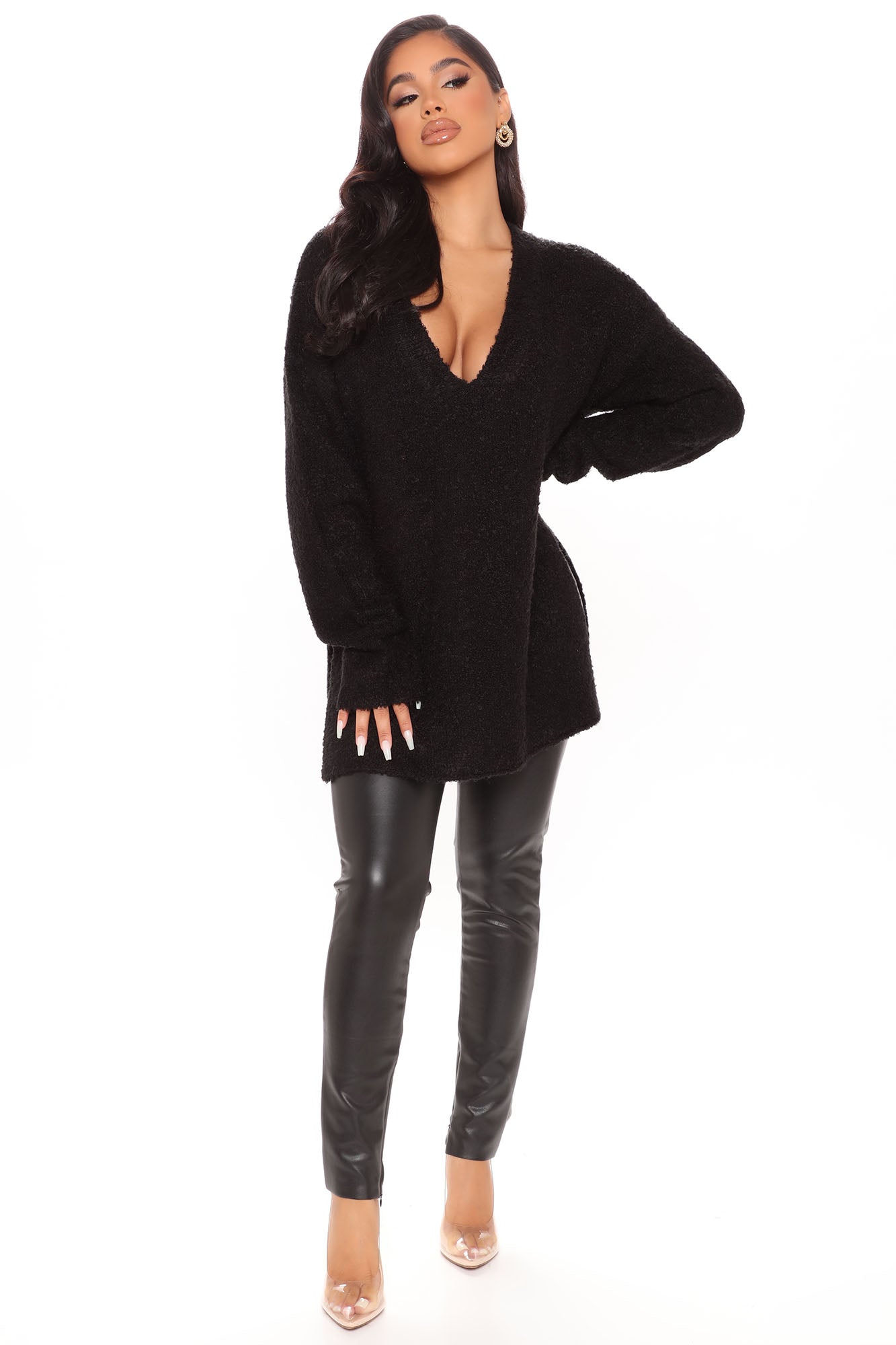 Get Your Knit Together Oversized Sweater - Black