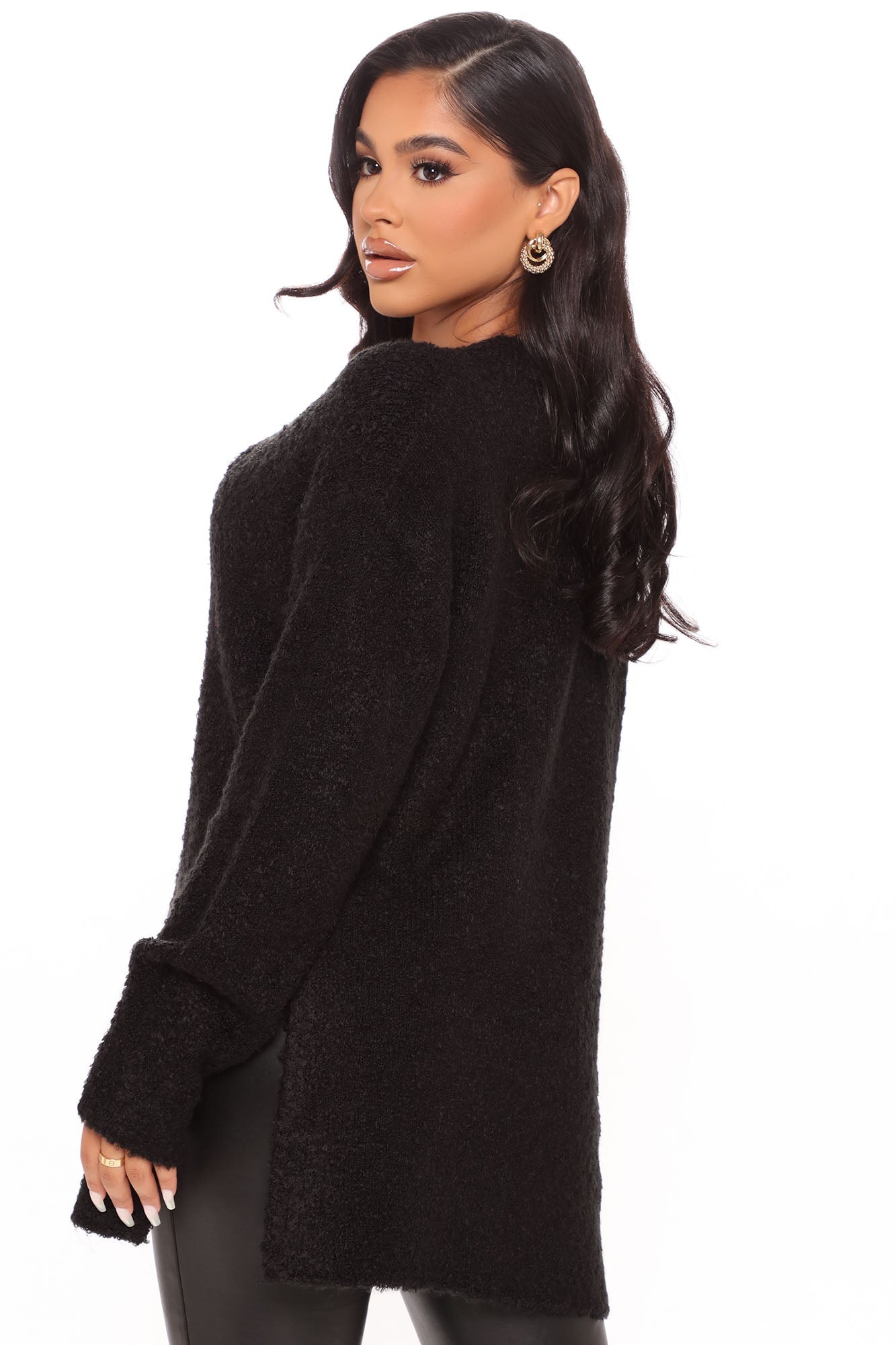 Get Your Knit Together Oversized Sweater - Black