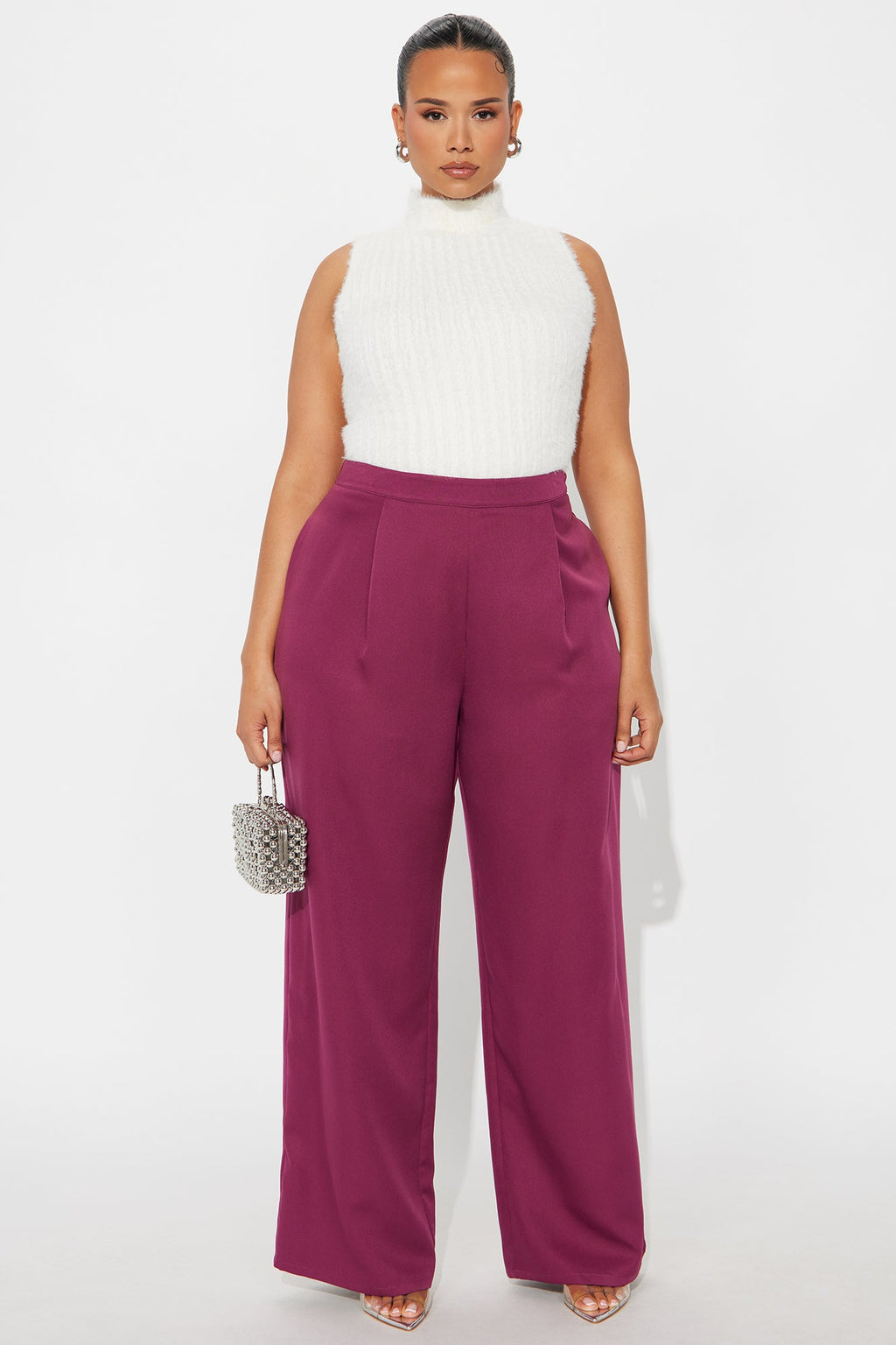 Rumor Has It Crepe Woven Wide Leg Pant 32 - Raspberry