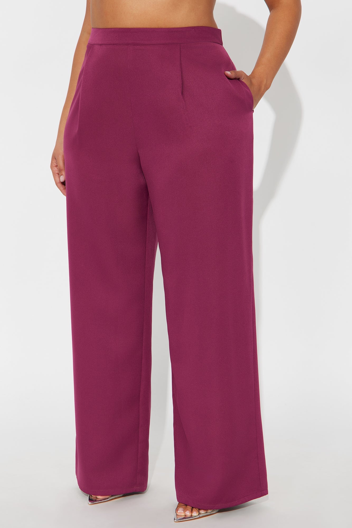 Rumor Has It Crepe Woven Wide Leg Pant 32 - Raspberry