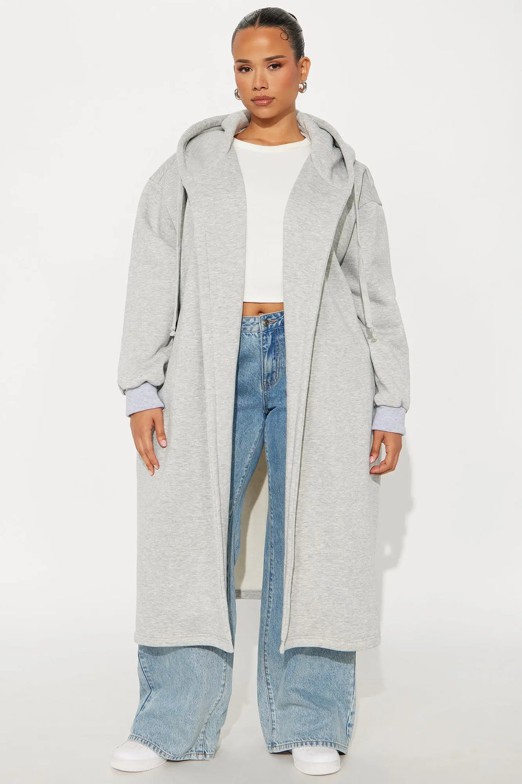 Jolie Cozy Fleece Trench - Heather Grey 