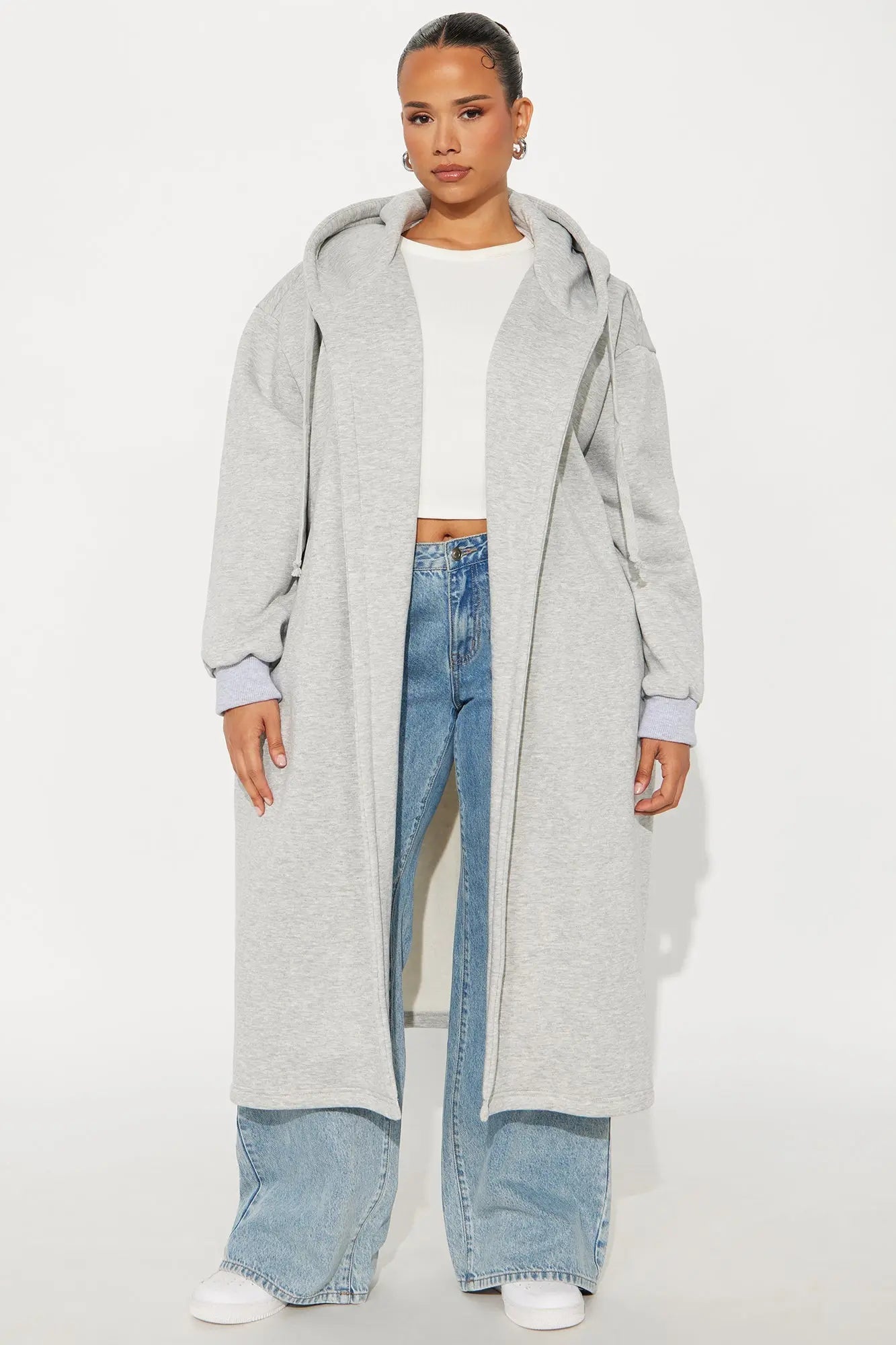 Jolie Cozy Fleece Trench - Heather Grey 