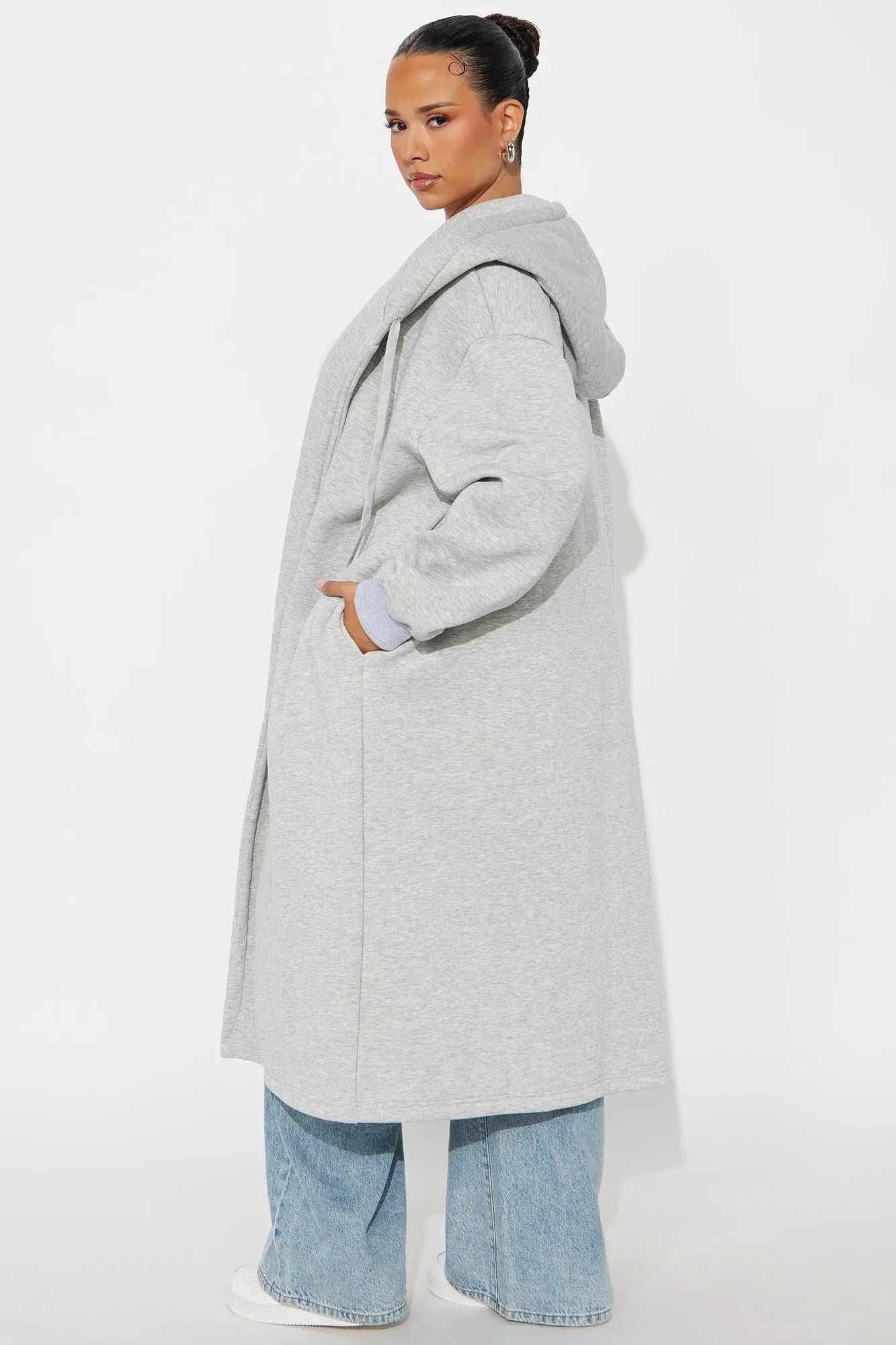 Jolie Cozy Fleece Trench - Heather Grey 