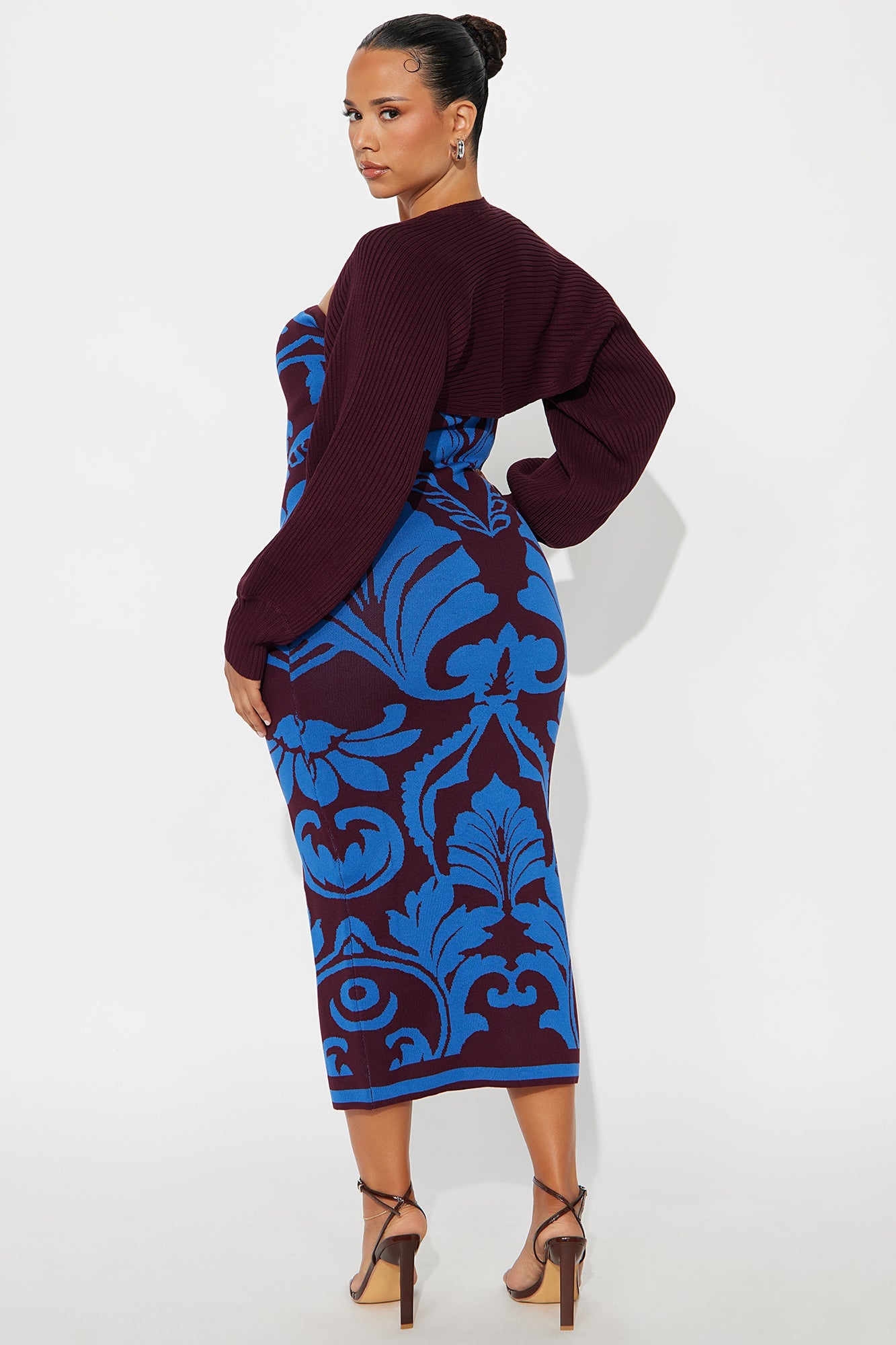 Bridget Bolero Sweater Midi Dress - Blue/combo