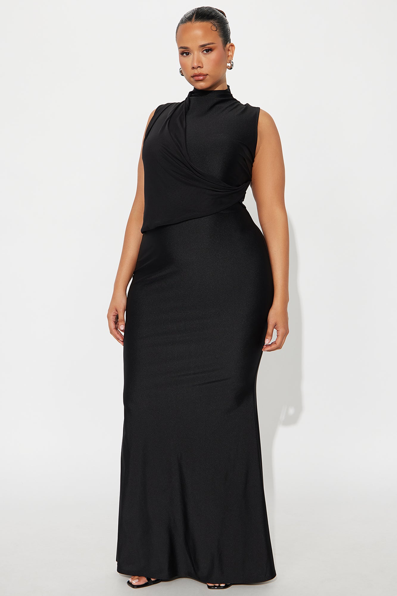 Monique Draped Maxi Dress - Black