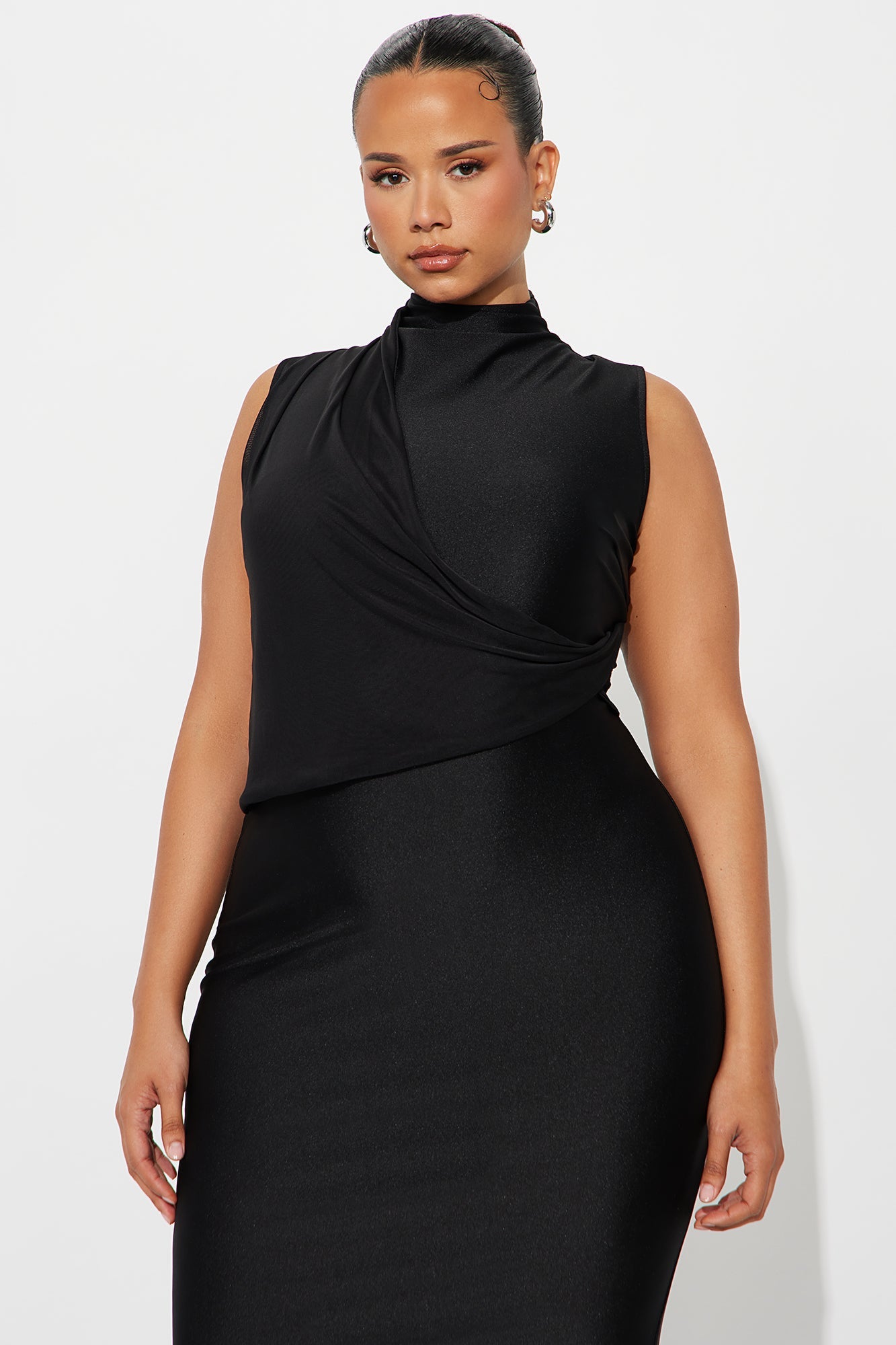 Monique Draped Maxi Dress - Black