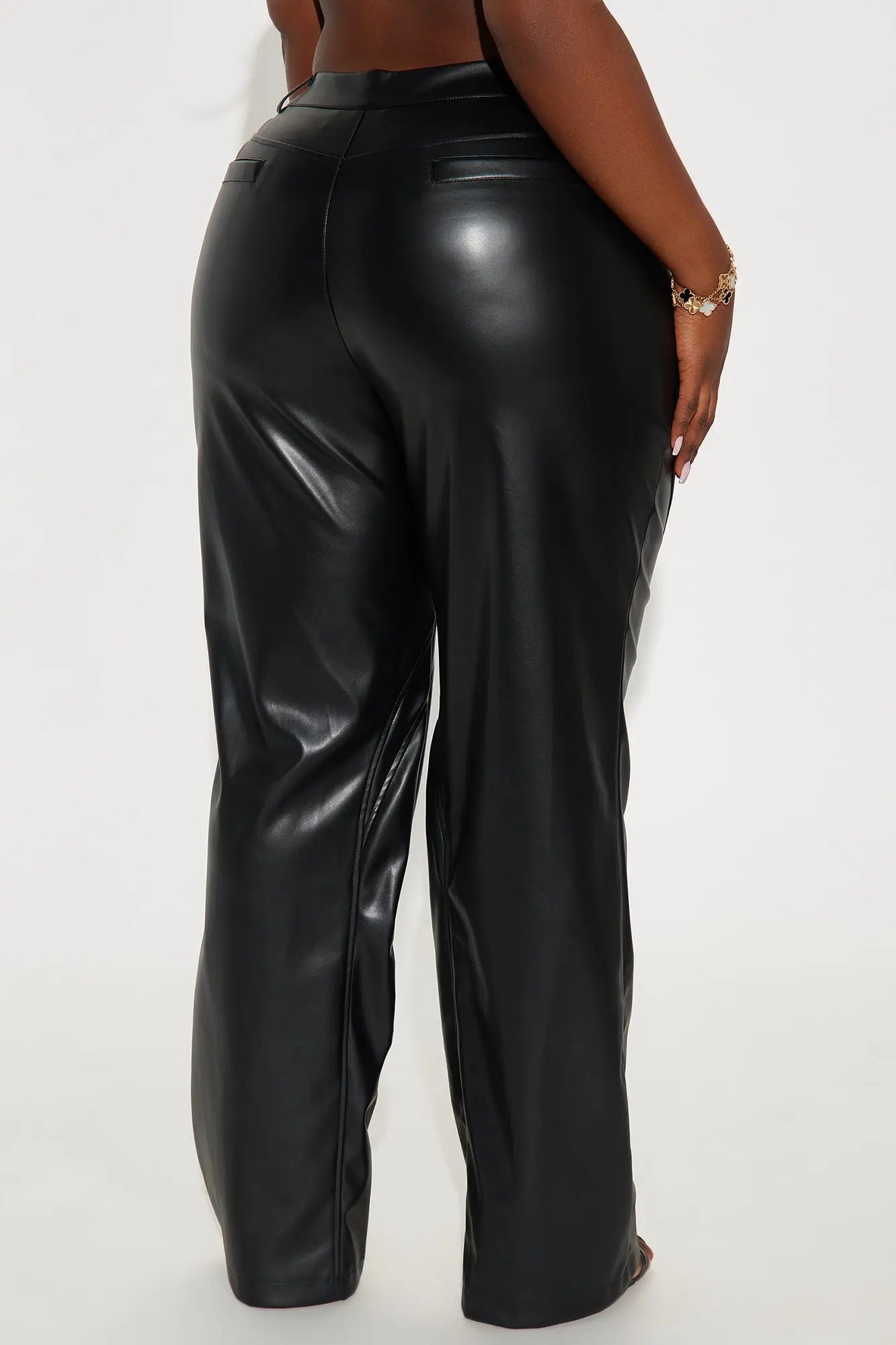 Carmen Faux Leather Straight Leg Pant 33 - Black 