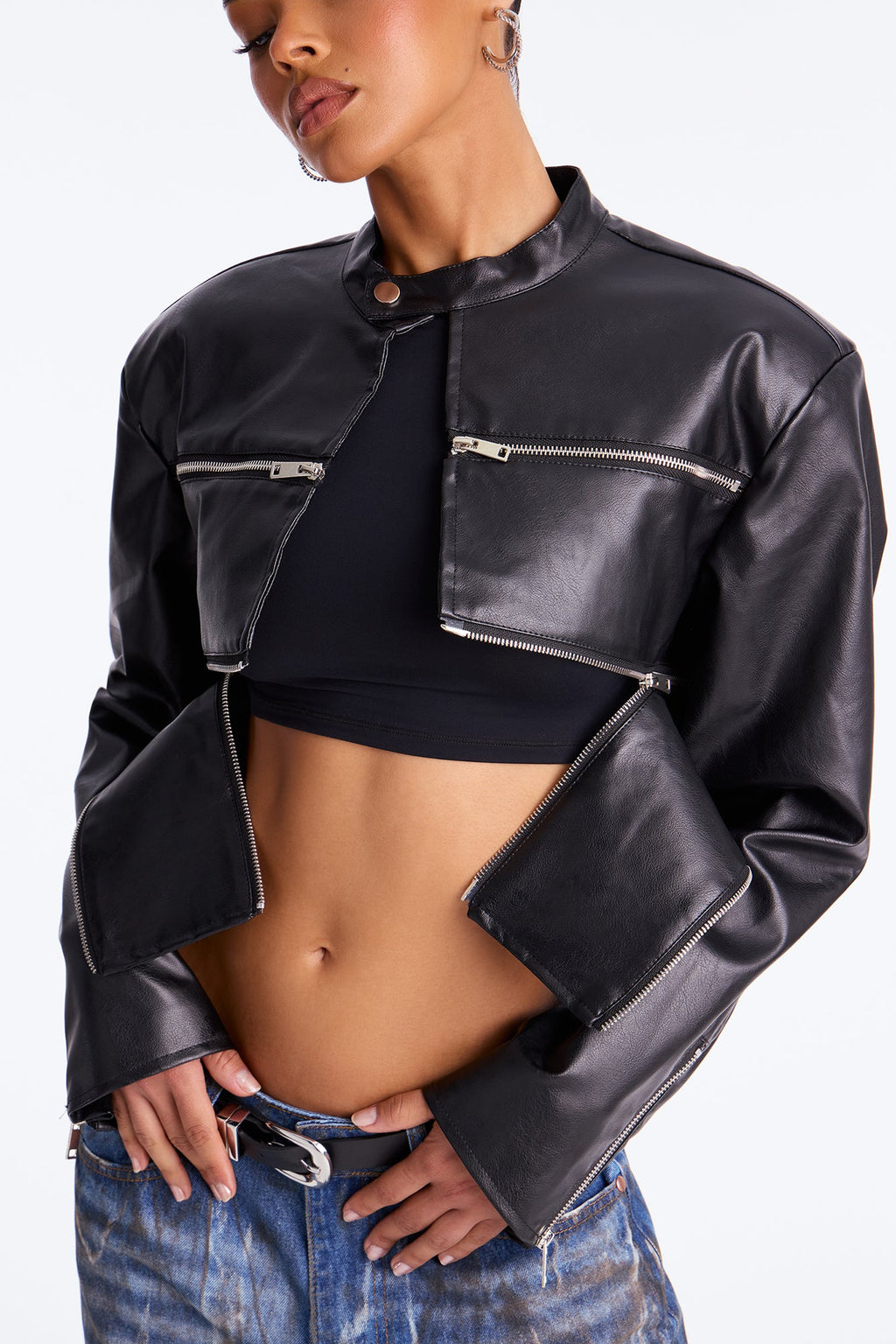 Danger Zone Faux Leather Moto Jacket - Black