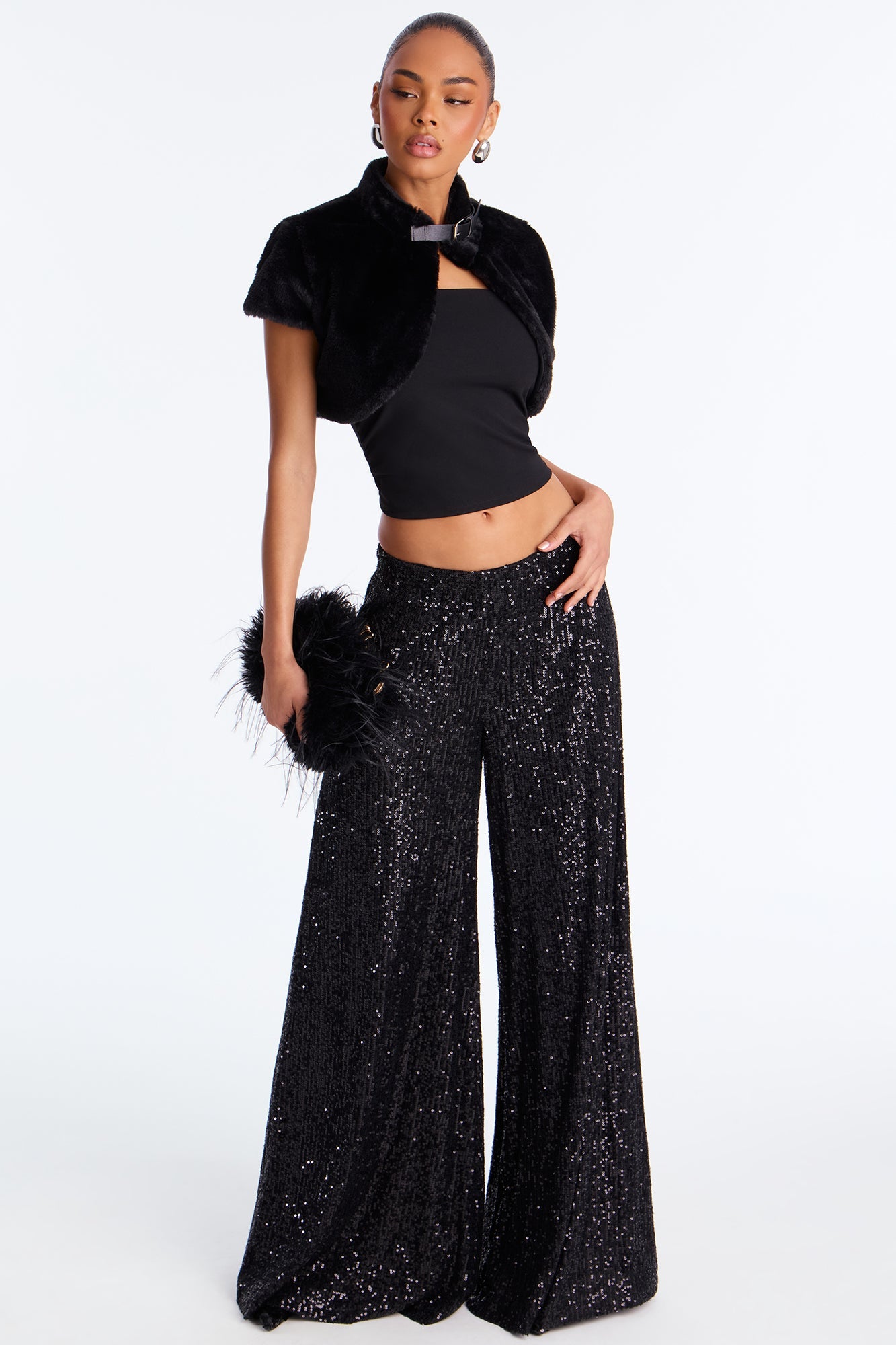 Hunny Bunny Faux Fur Bolero - Black