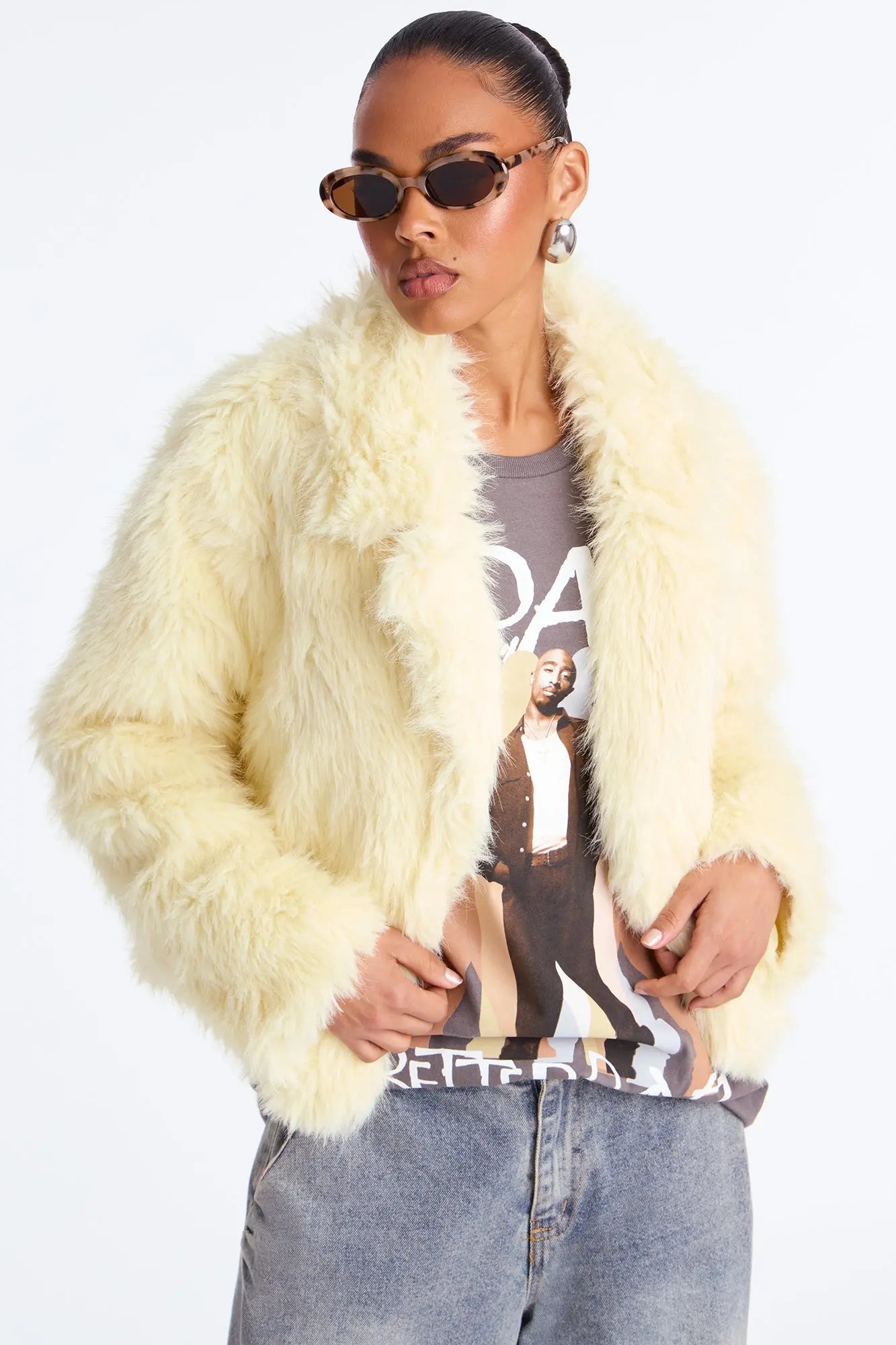 Kennedy Faux Fur Coat - Butter Yellow 