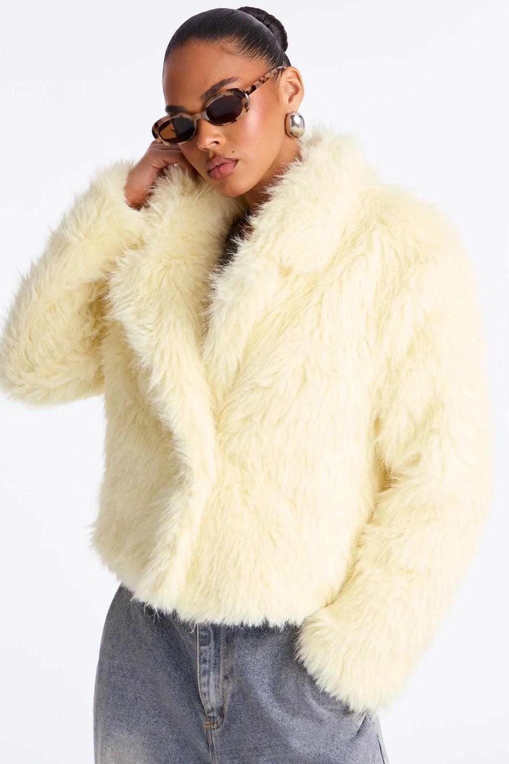 Kennedy Faux Fur Coat - Butter Yellow 