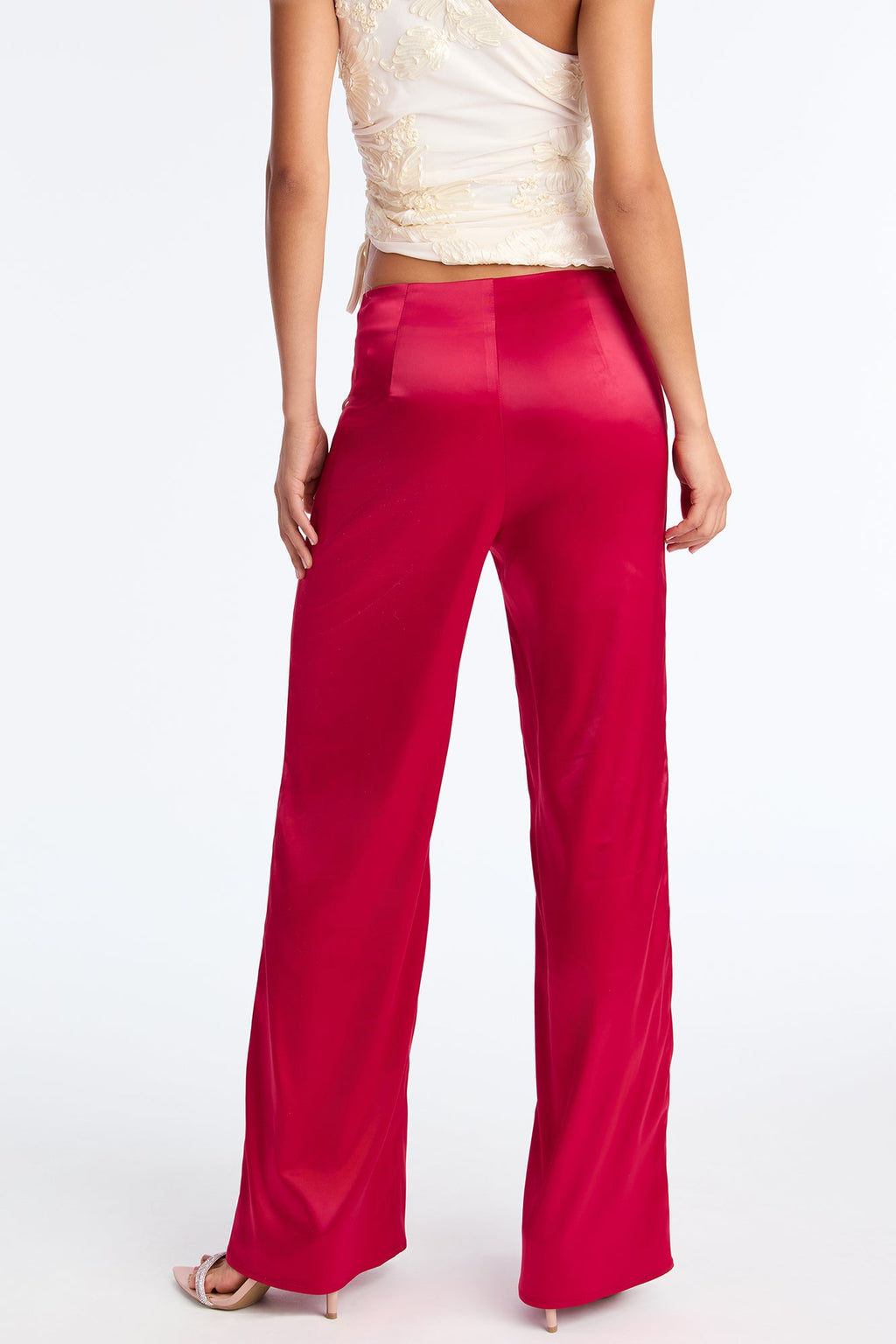 Major Moment Satin Wide Leg Pant 32″ - DarkRed