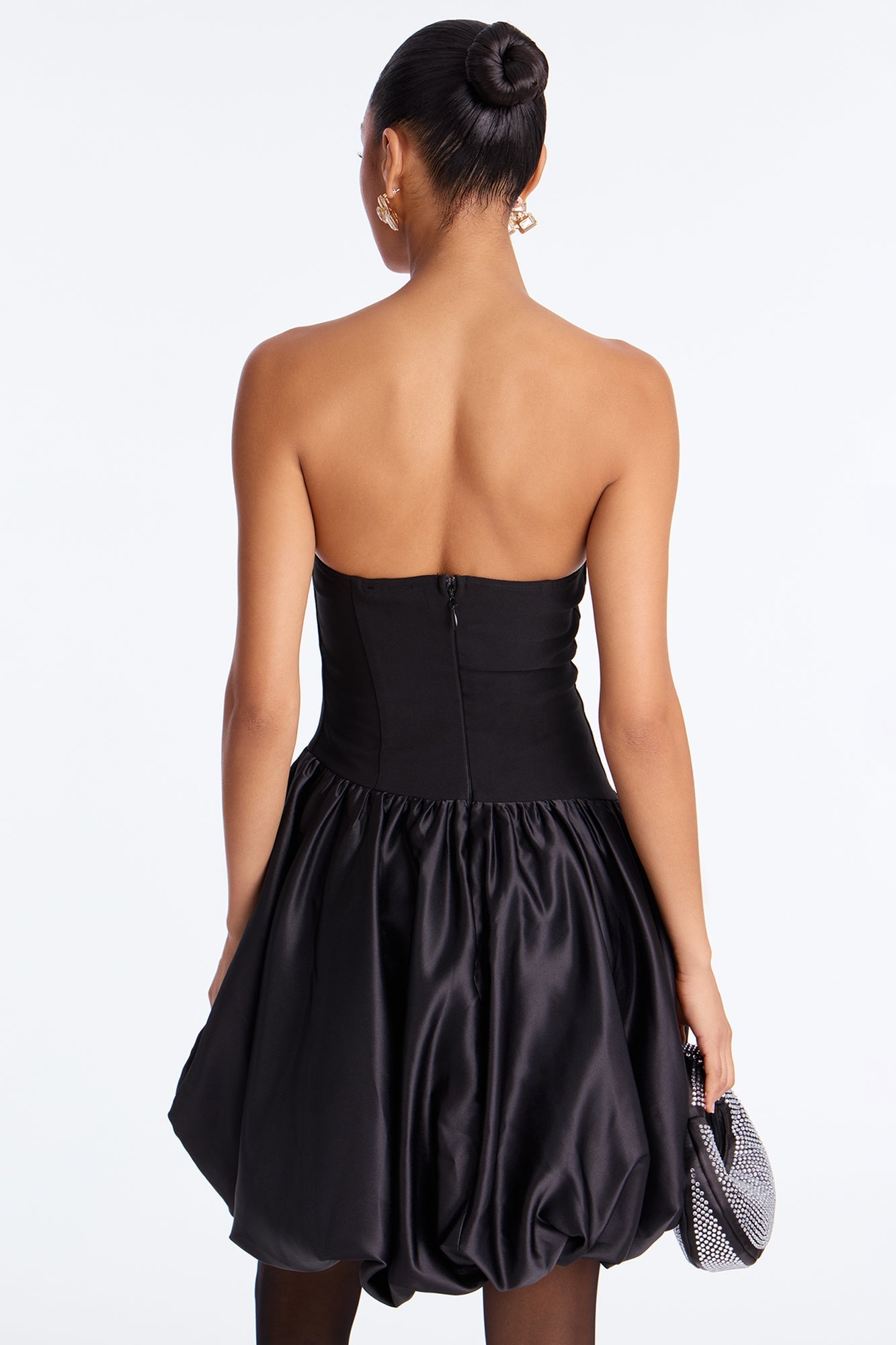 Devyn Strapless Bubble Mini Dress - Black