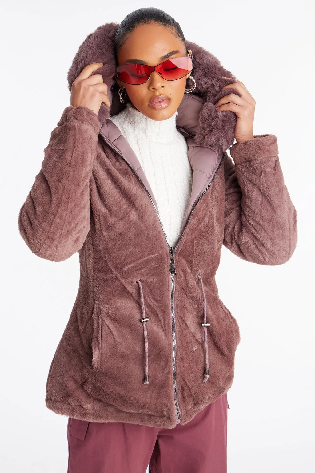 Fireplace Cozy Reversible Puffer Jacket - Plum 