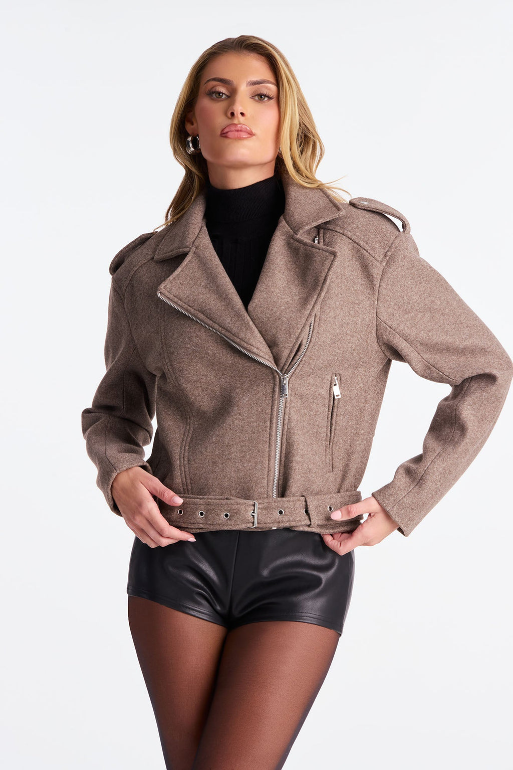 Hailey Moto Jacket - Taupe