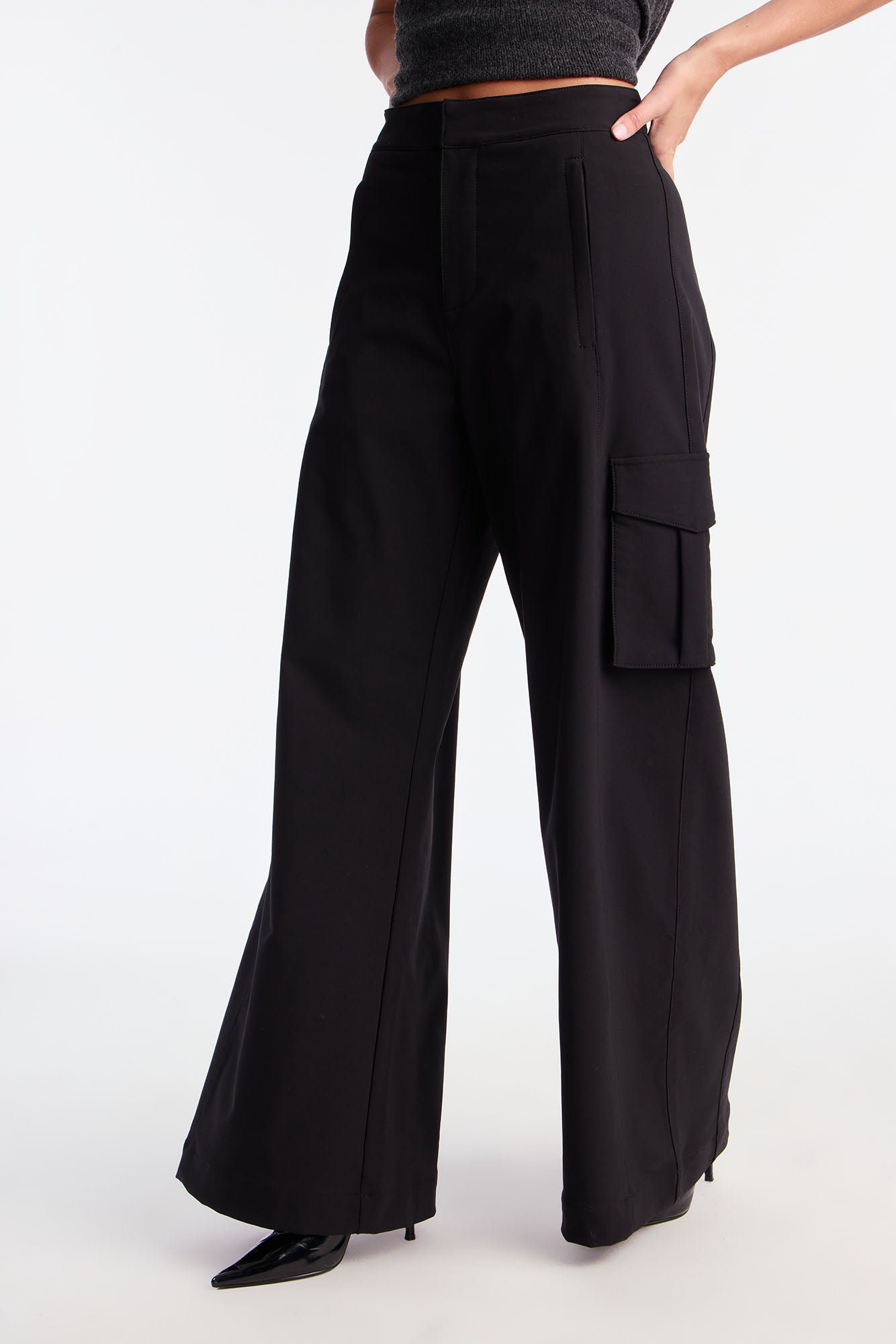 Rebel Heart Extreme Wide Leg Cargo Pant 32″ - Black