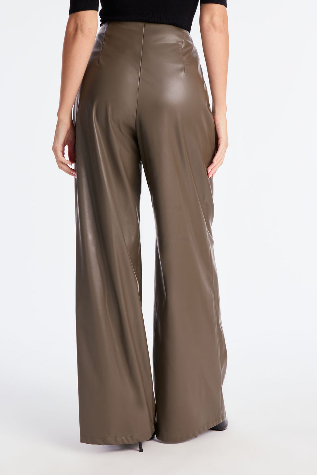Mindful Thoughts Faux Leather Wide Leg Pant 33 - Olive