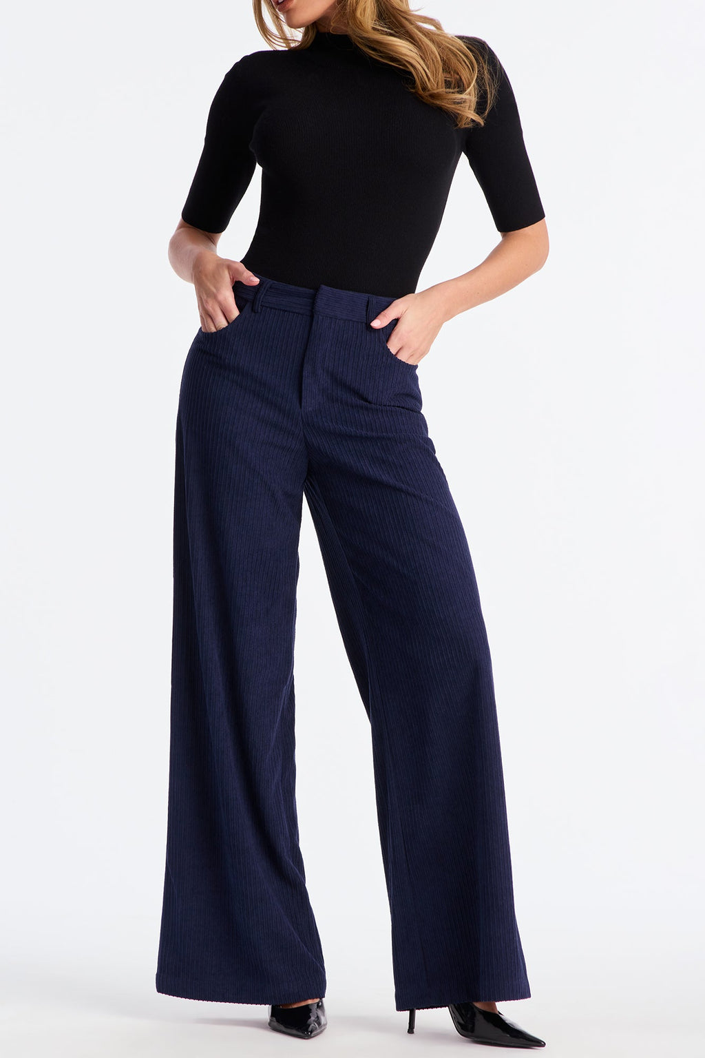 Golden Hour Groove Wide Leg Corduroy Pant 33 - Navy