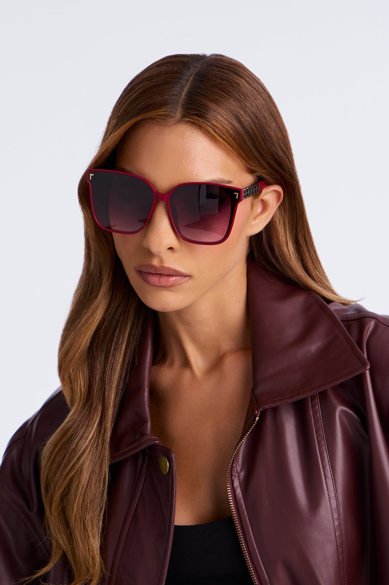 Glow Getter Square Sunglasses - Burgundy