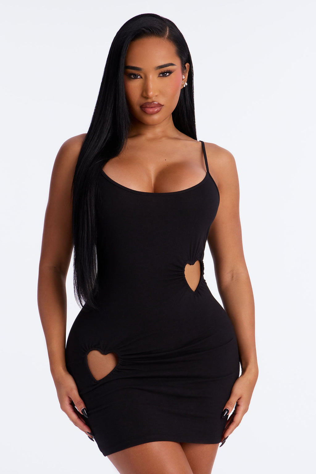 Just A Peek Heart Cotton Chemise - Black