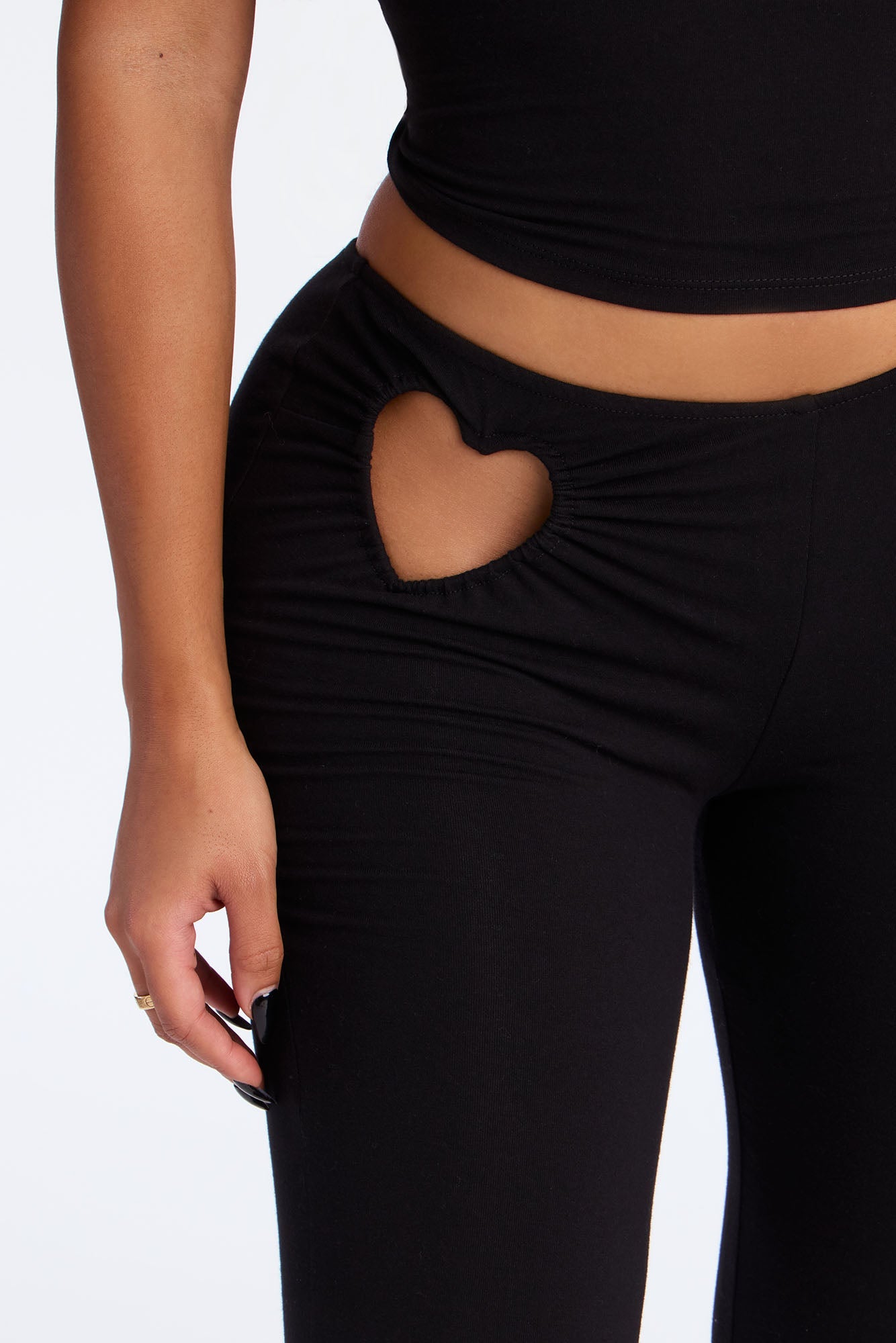 Just A Peek Heart Cotton Tank PJ Pant Set - Black