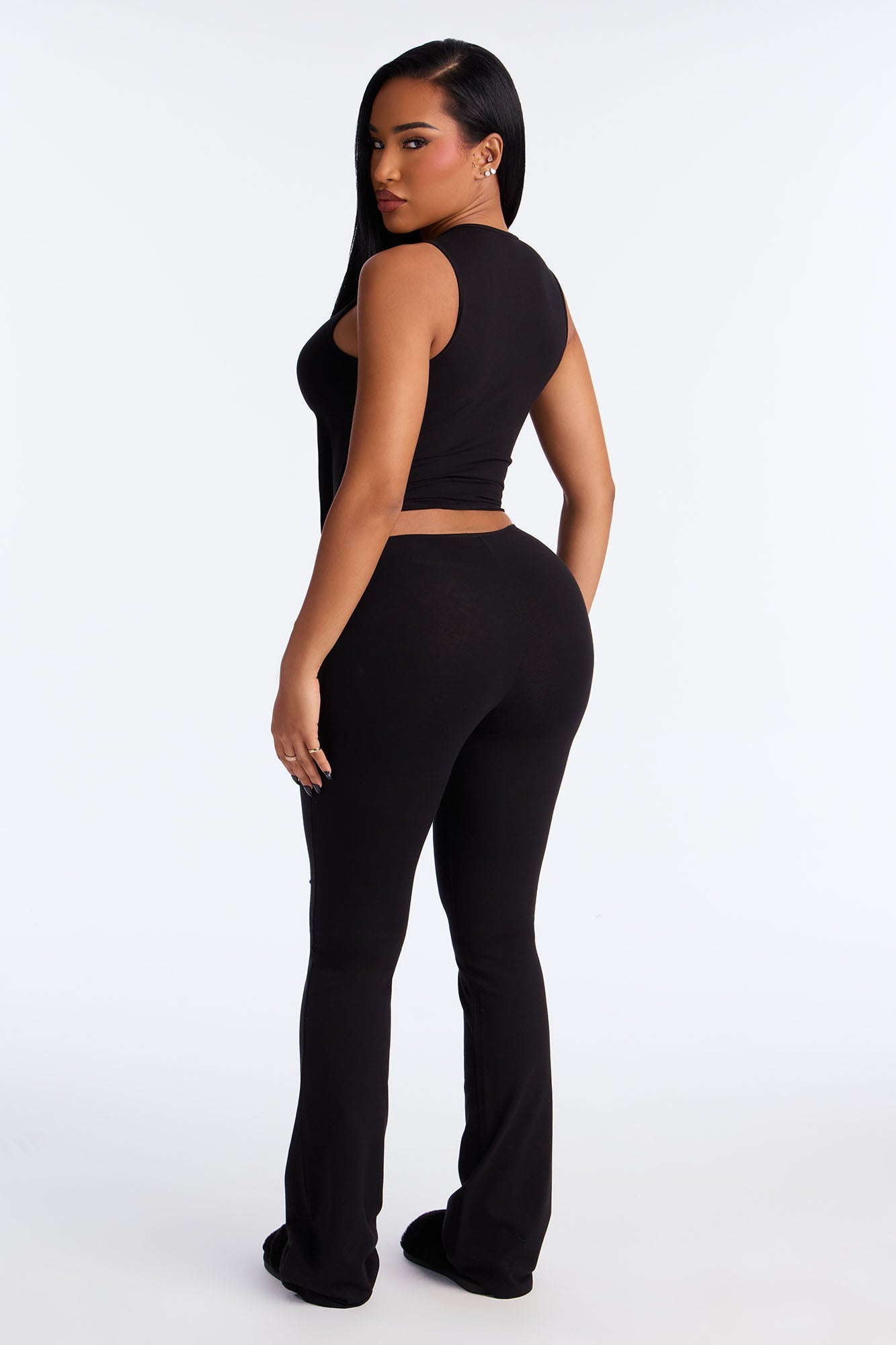 Just A Peek Heart Cotton Tank PJ Pant Set - Black