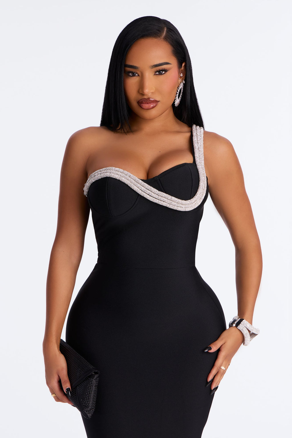 Bling Ting Bandage Maxi Gown - Black