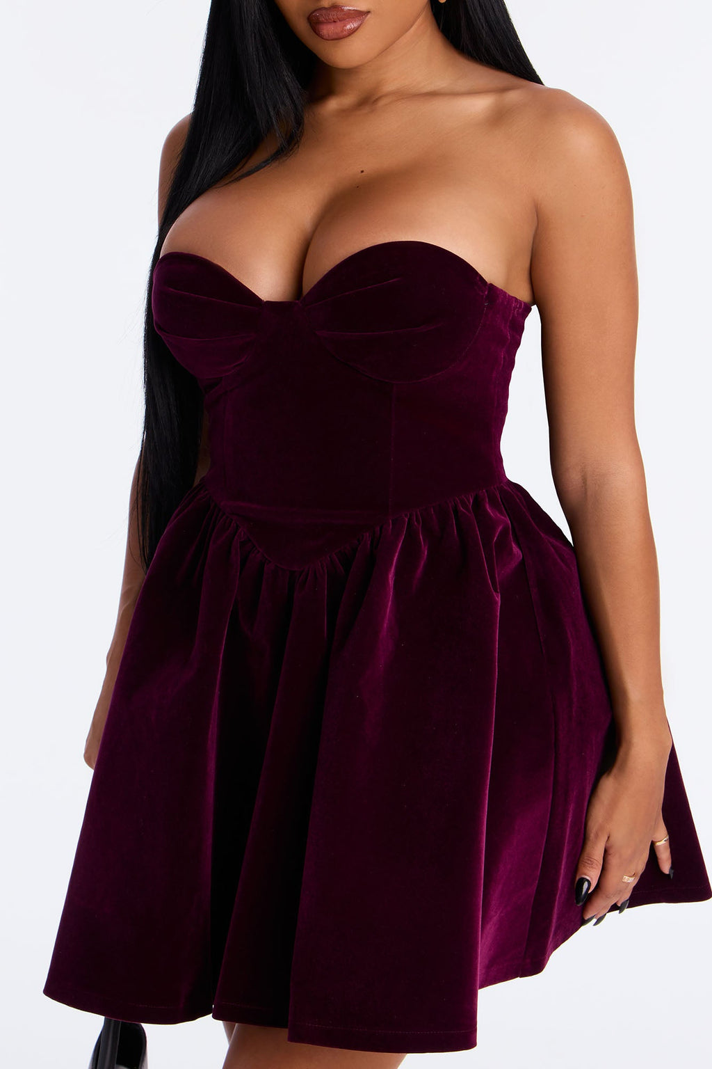 Joyce Velvet Mini Dress - Plum
