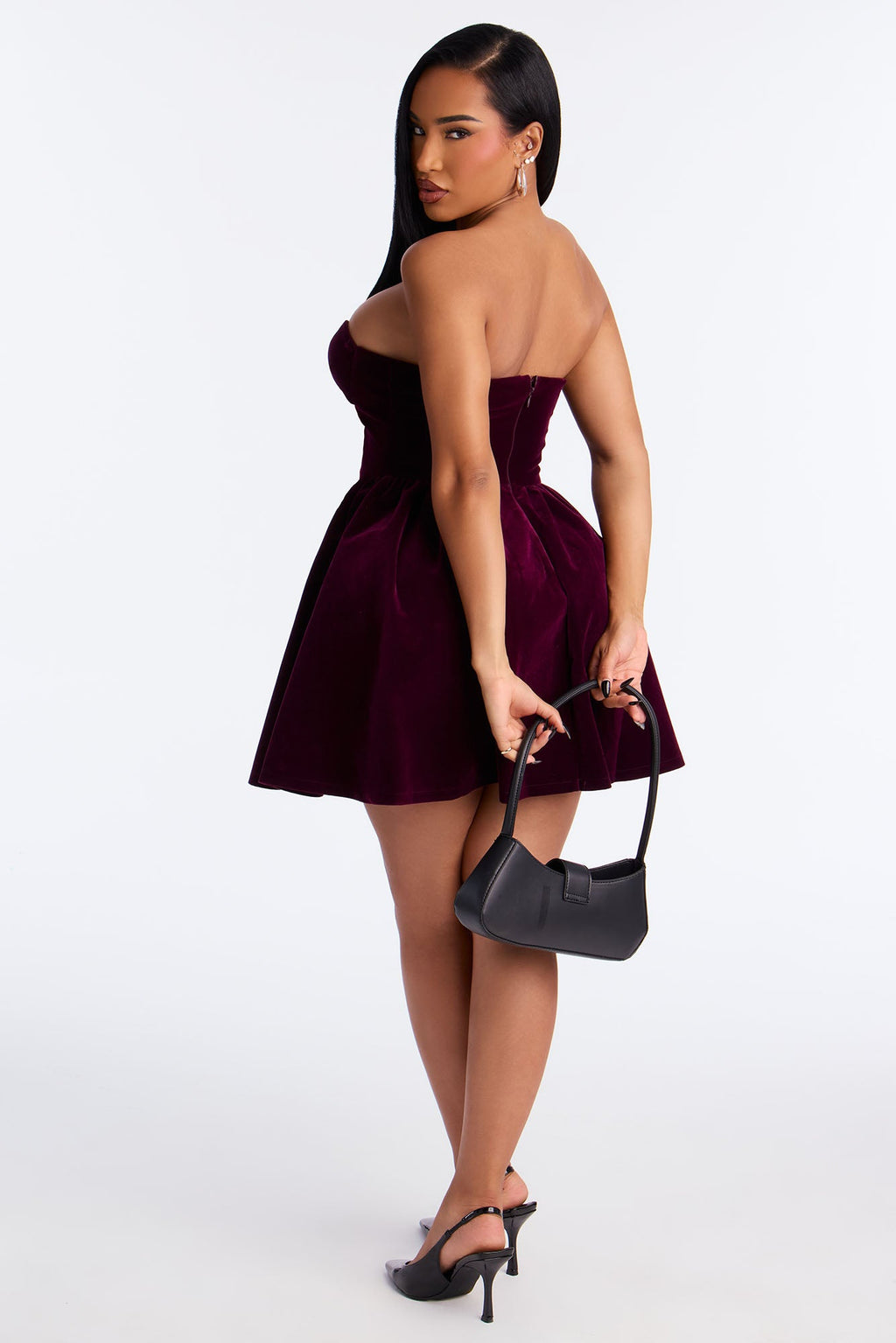 Joyce Velvet Mini Dress - Plum