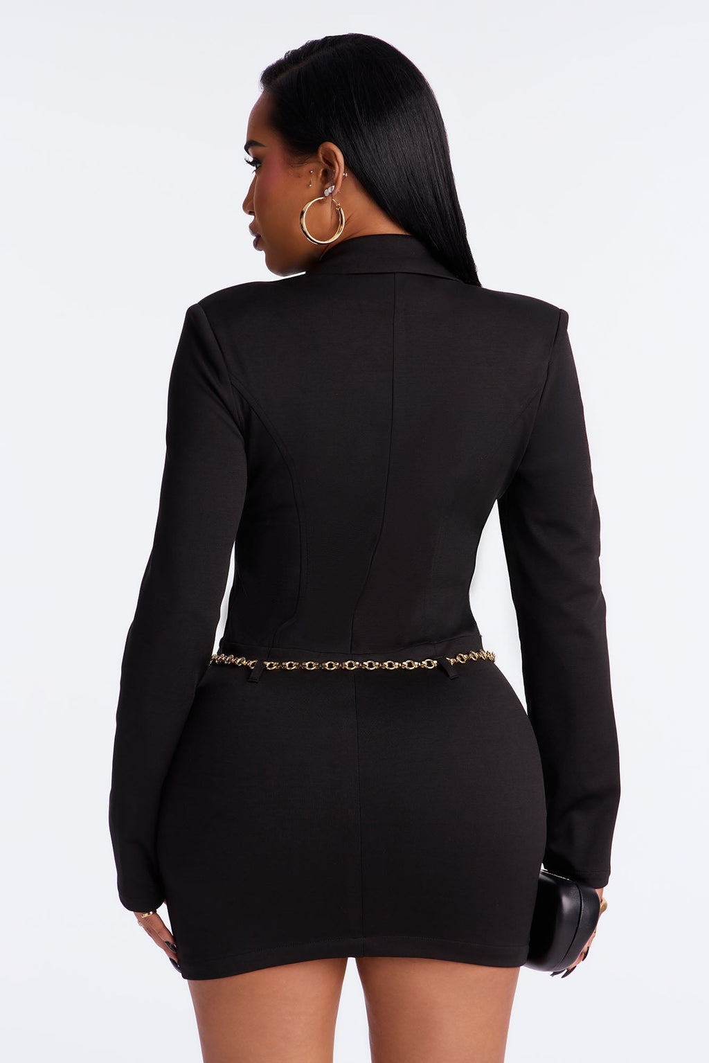 Tall Andrea Chain Blazer Mini Dress - Black
