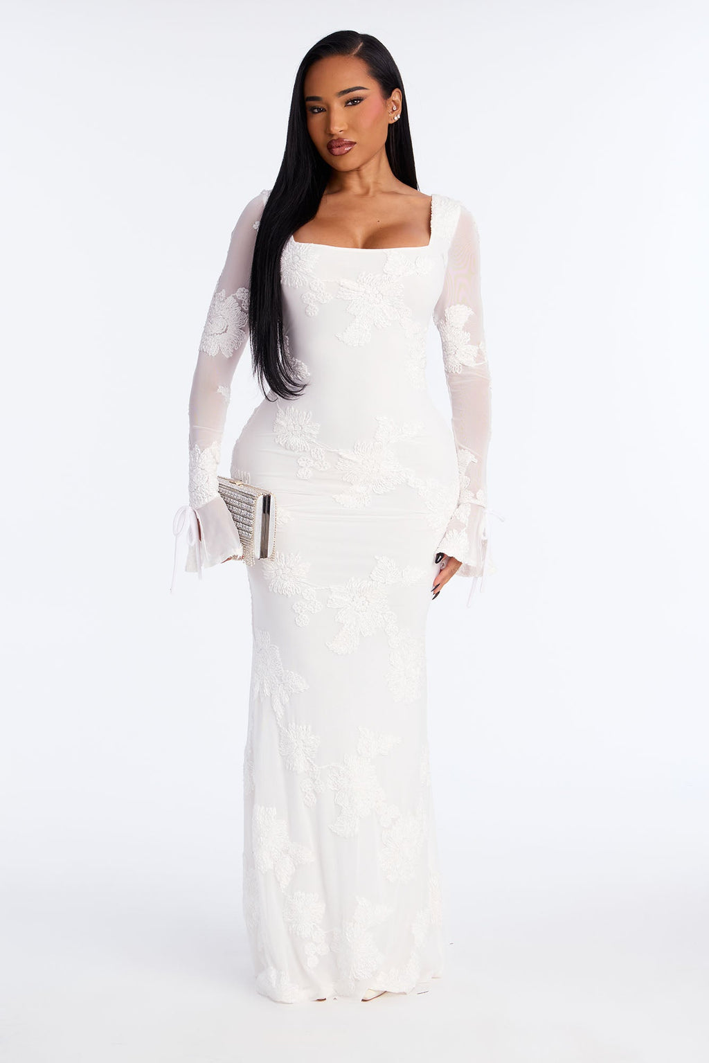 Still Obsessed Mesh Maxi Dress - White