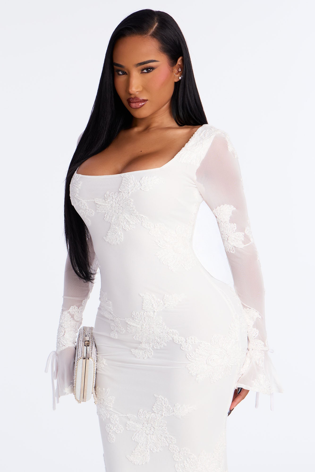 Still Obsessed Mesh Maxi Dress - White