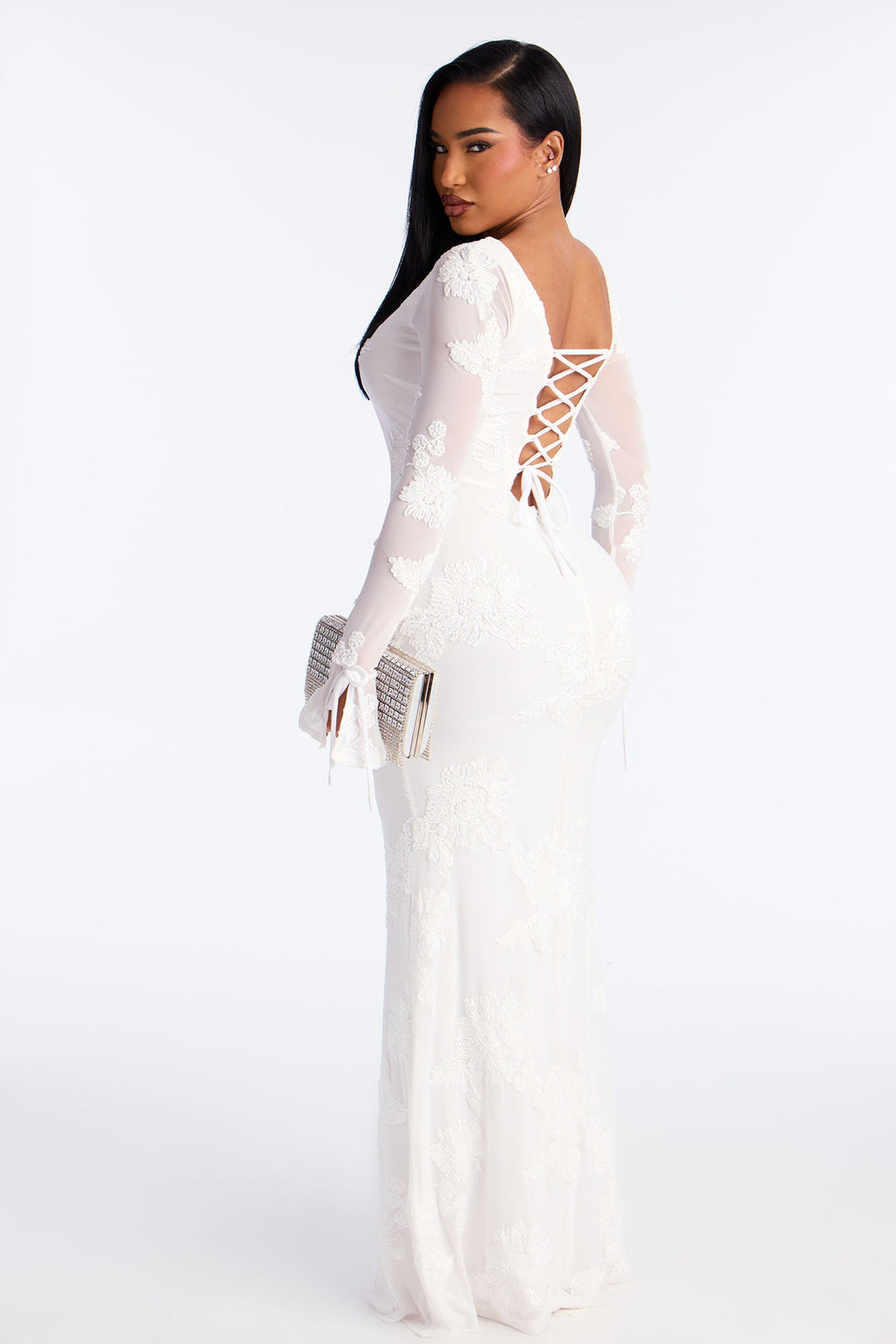 Still Obsessed Mesh Maxi Dress - White