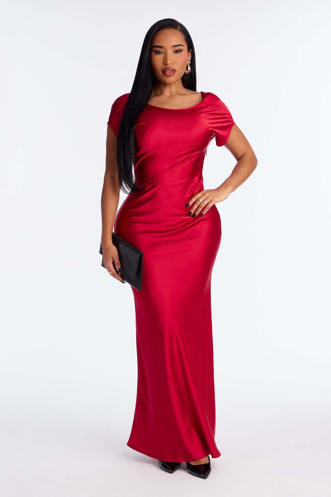 Gleaming Beauty Backless Maxi Gown - Red