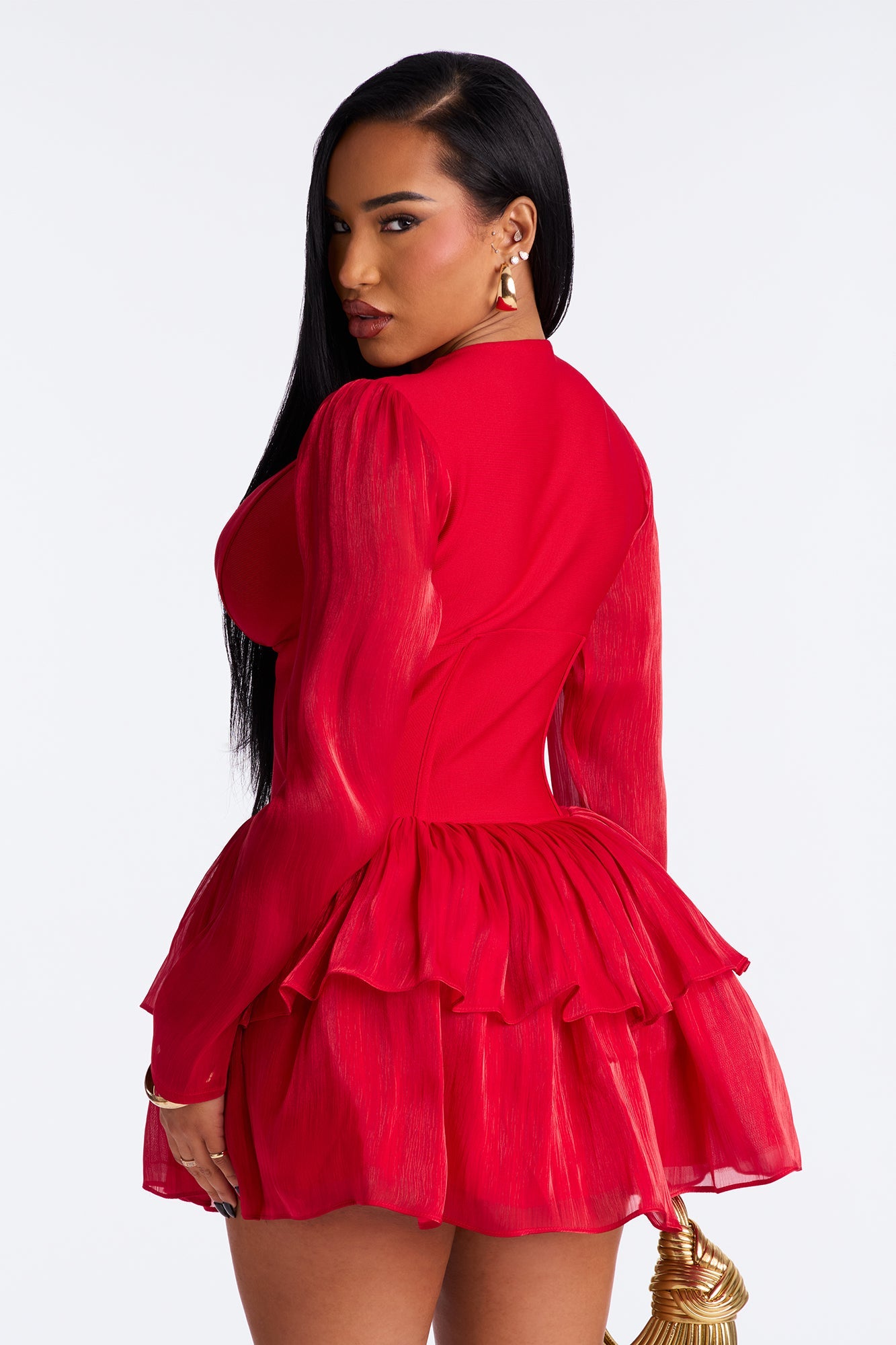 Keep Up Corset Waist Bandage Micro Mini Dress - Red