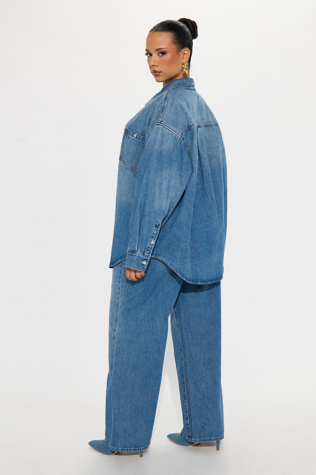 Del Rey Denim Pant Set - Medium Wash