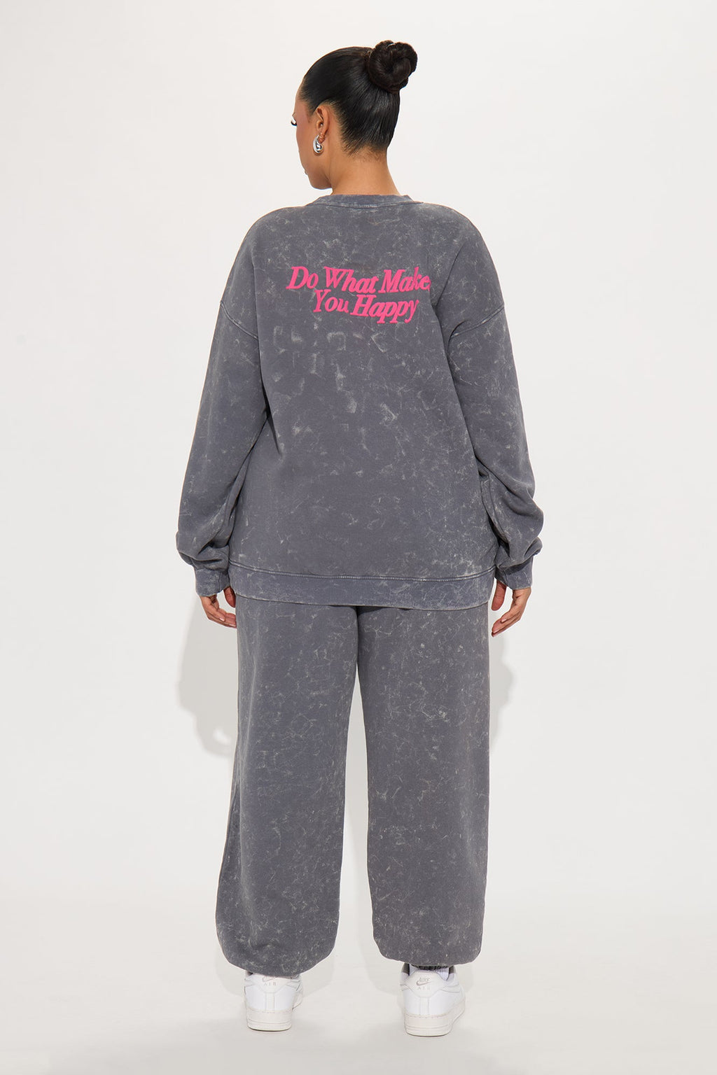 Be Happy Fleece Pant Set - Grey