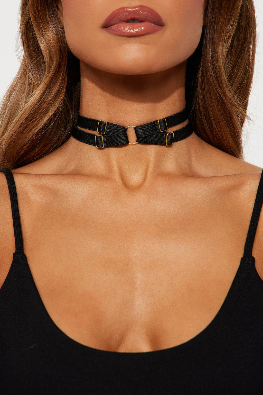 Late Nights Elastic Fabric Choker Necklace - Black