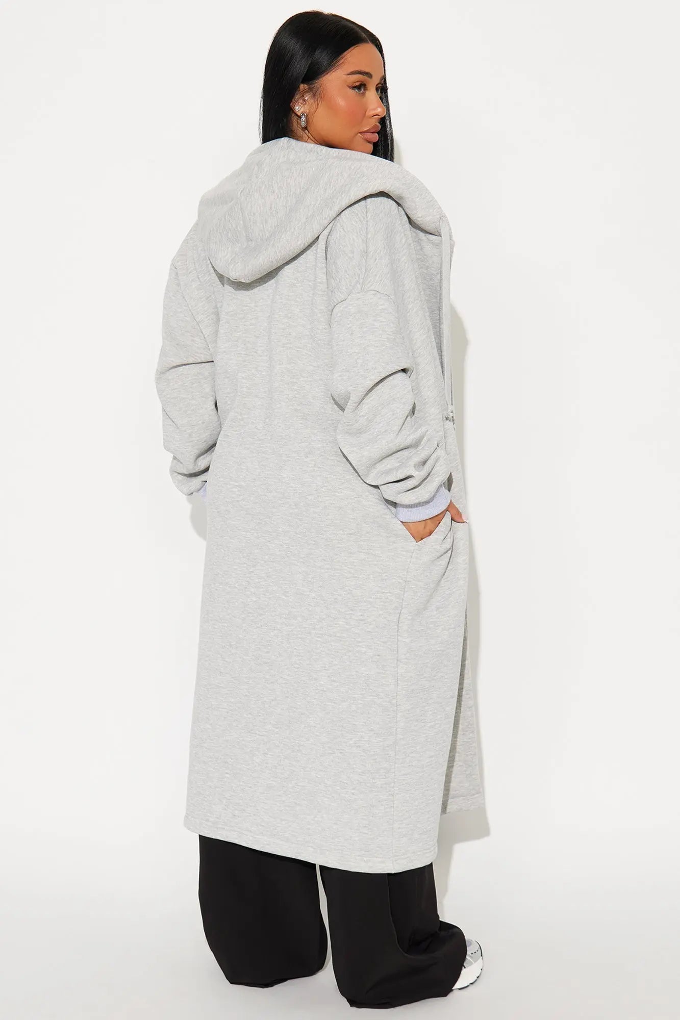 Jolie Cozy Fleece Trench - Heather Grey 