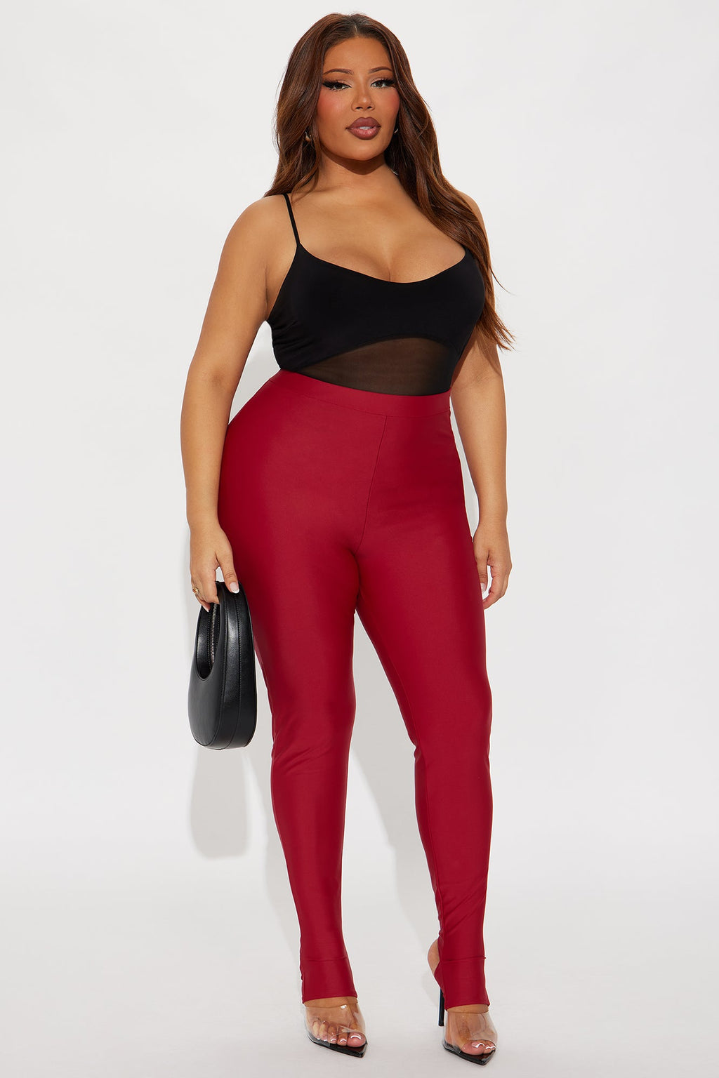 Sleek Statement High Rise Footed Legging - DarkRed