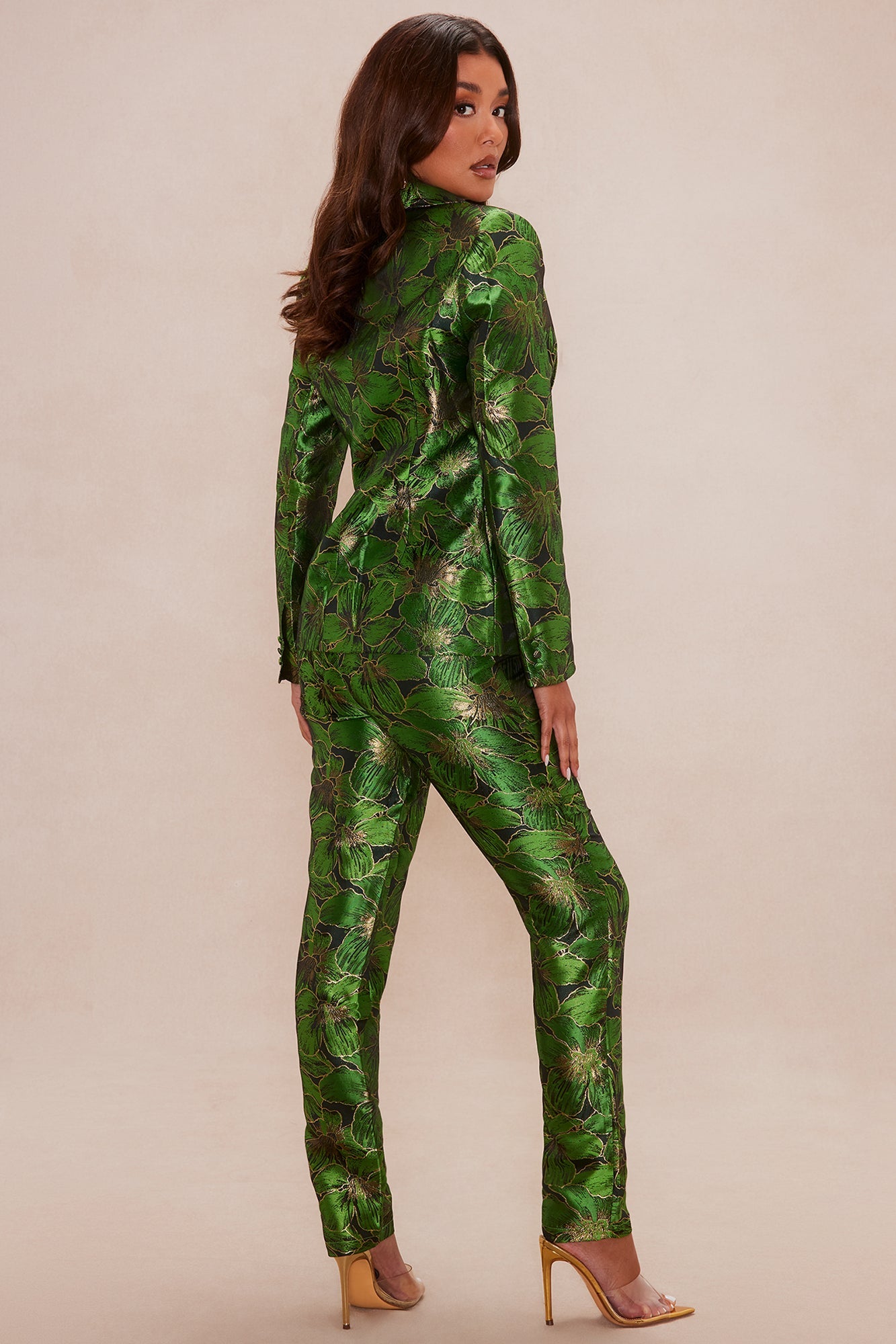 Kassandra Jacquard Blazer Suit Set - Green