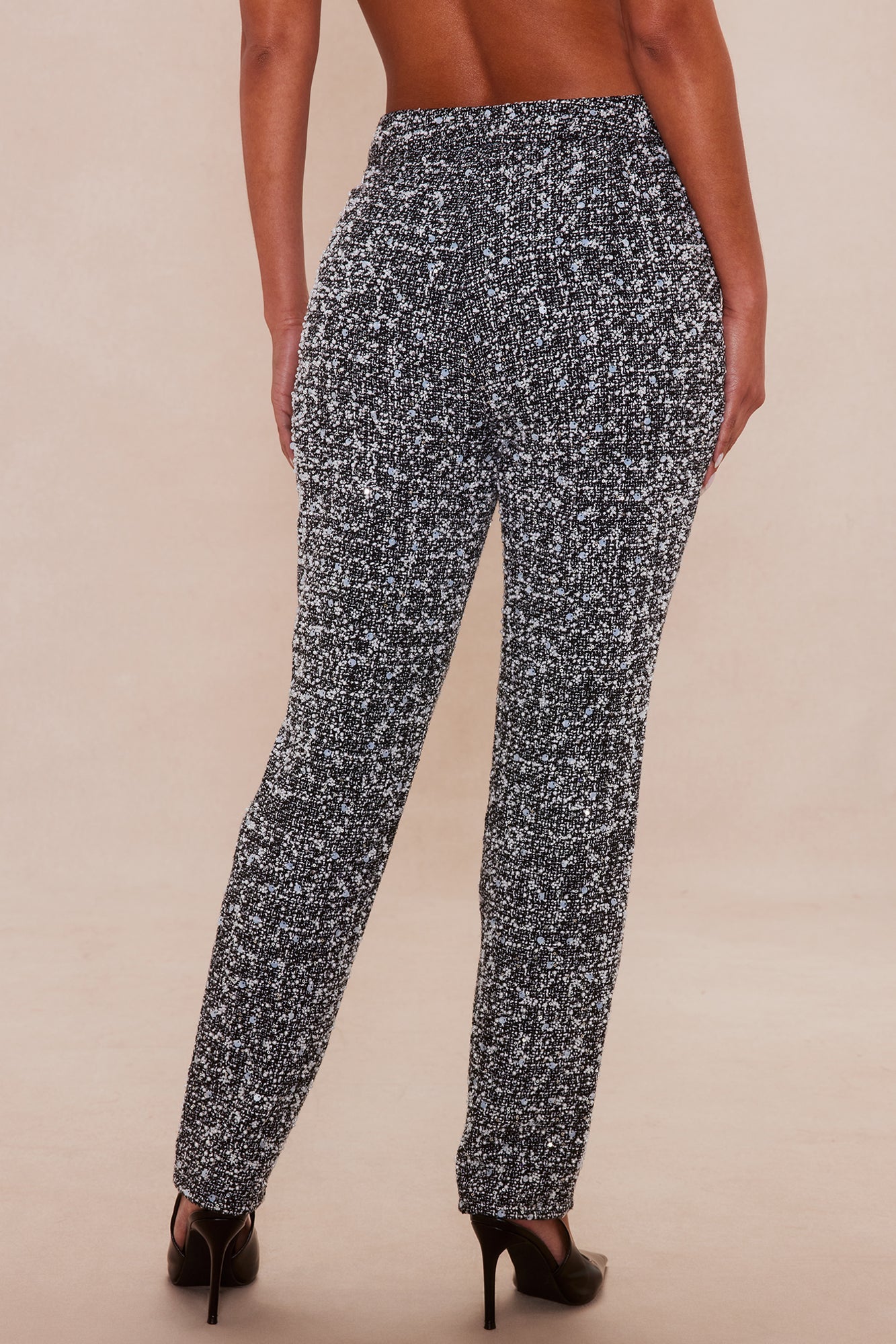 Christie Embellished Tweed Pant - Black/White