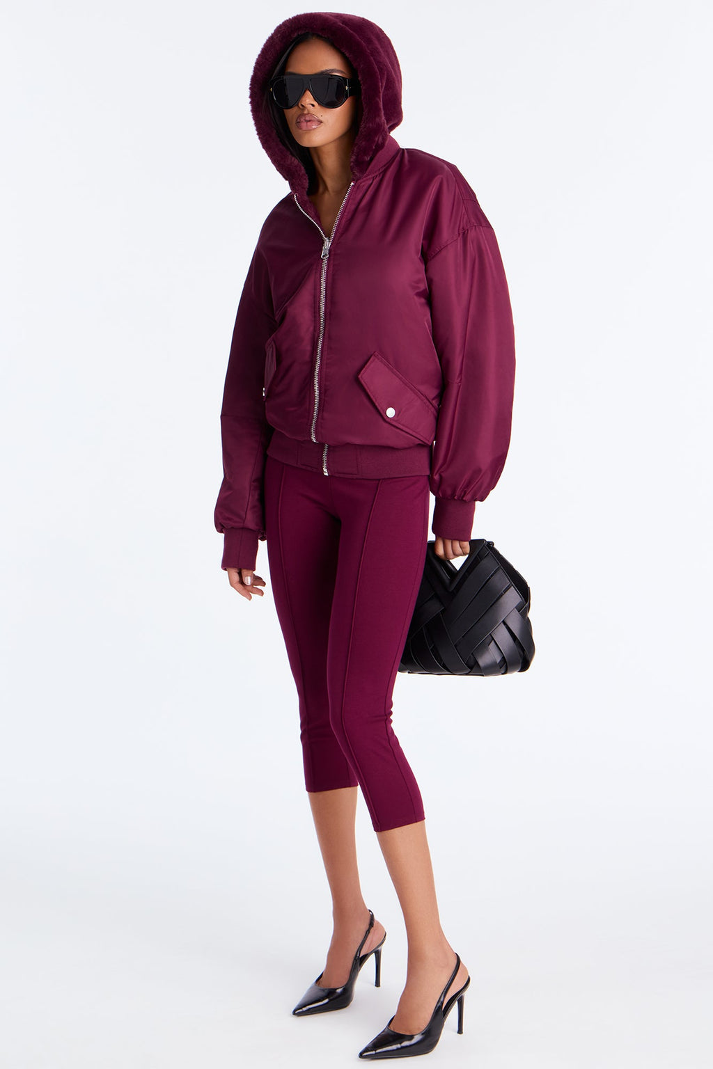 Kimmy Reversible Bomber Jacket - Burgundy