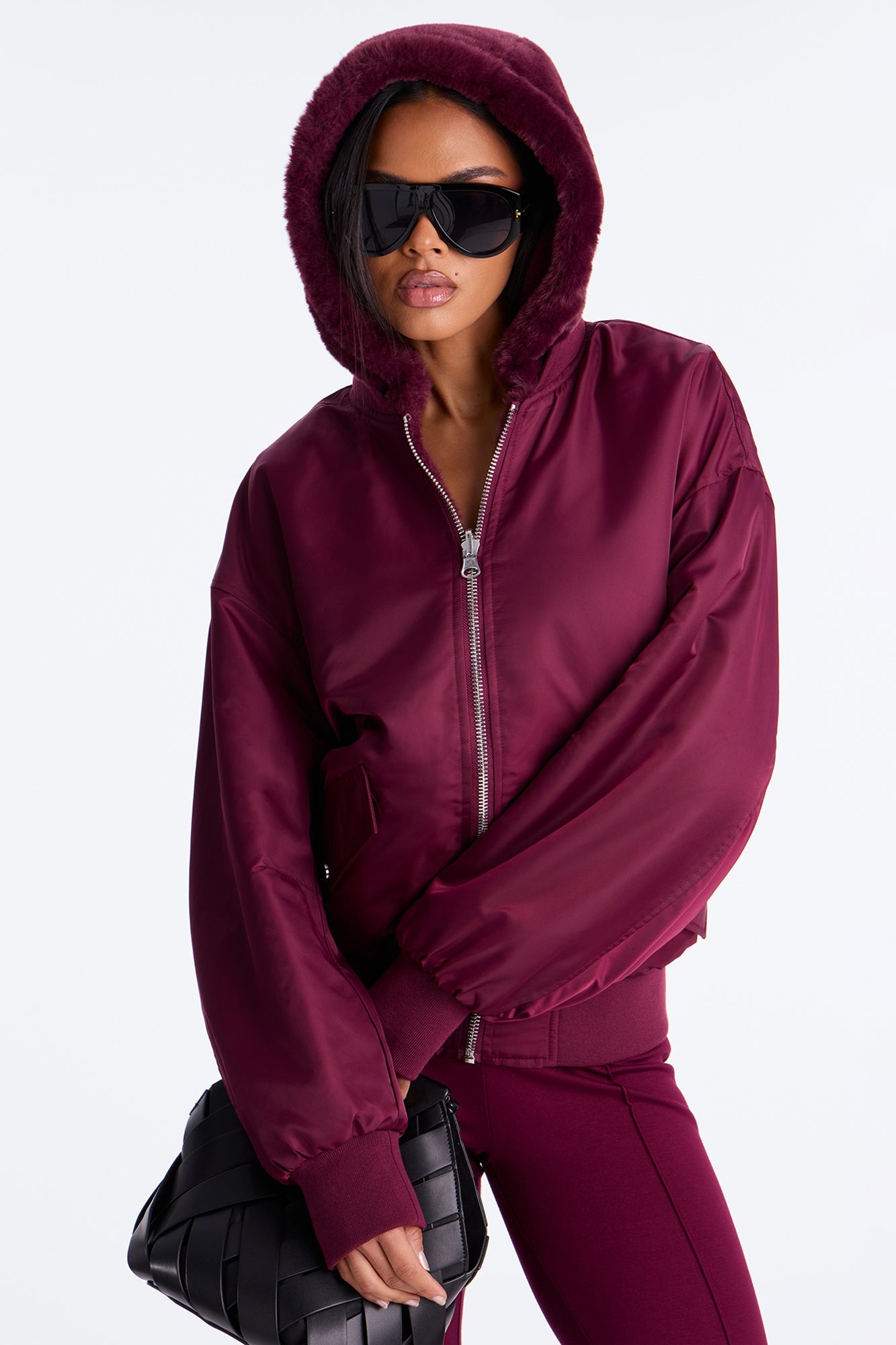 Kimmy Reversible Bomber Jacket - Burgundy