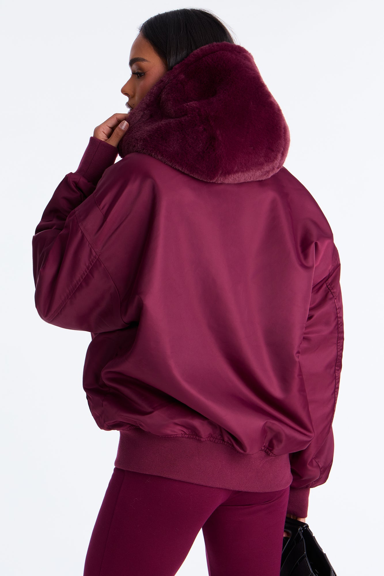 Kimmy Reversible Bomber Jacket - Burgundy