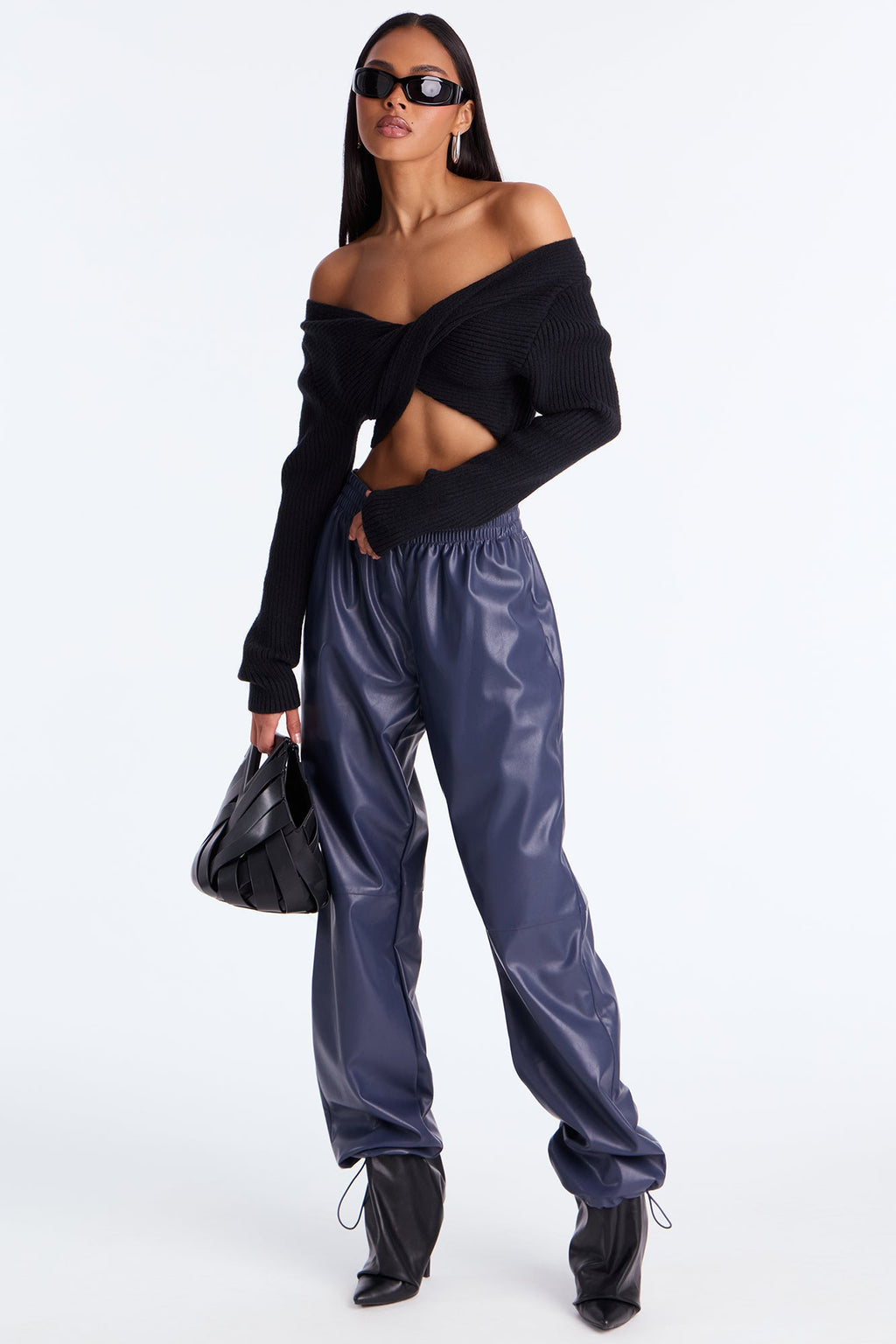 Dana Faux Leather Jogger Pant - Teal