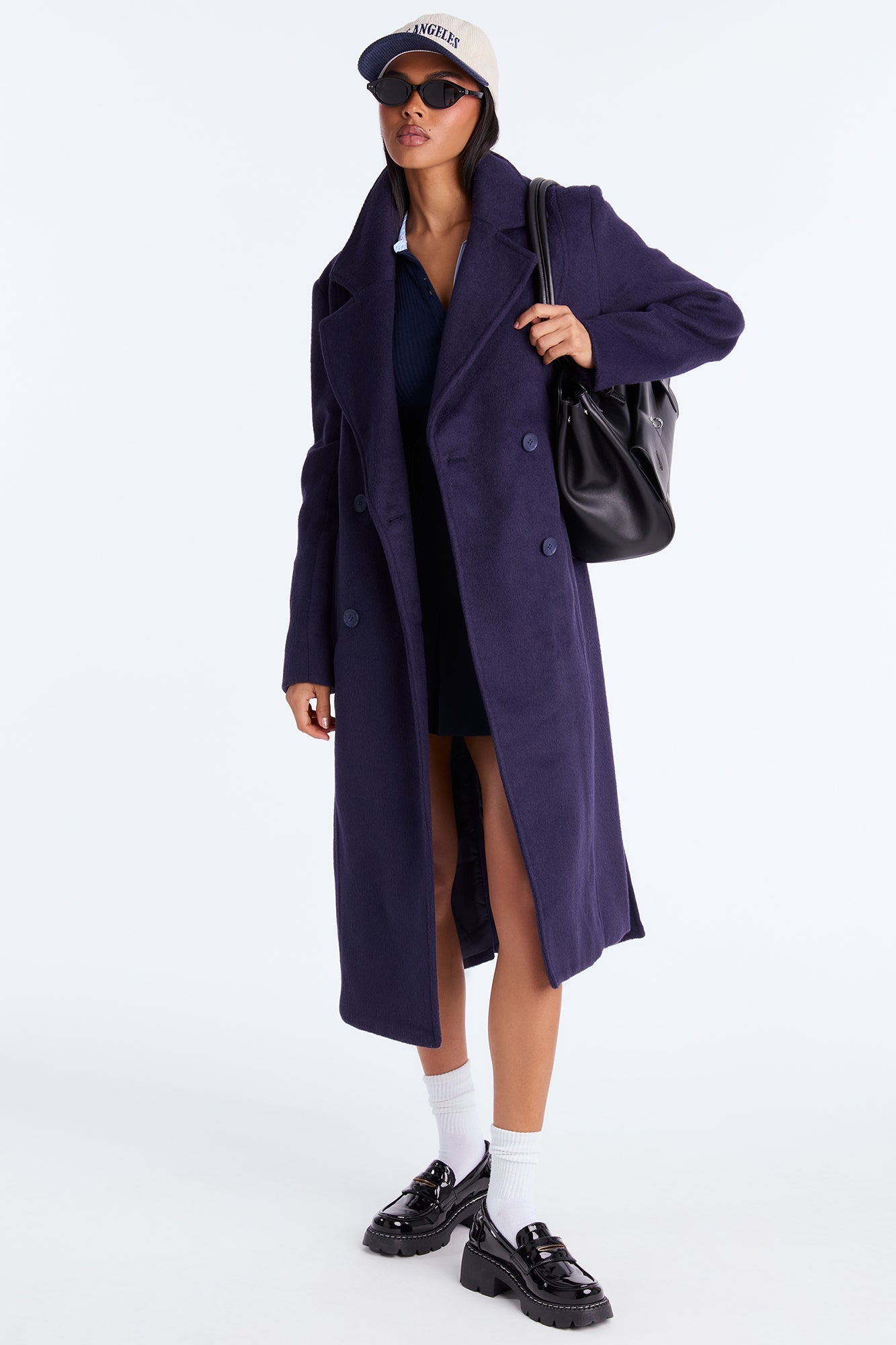 Melonie Wool Trench Coat - Navy