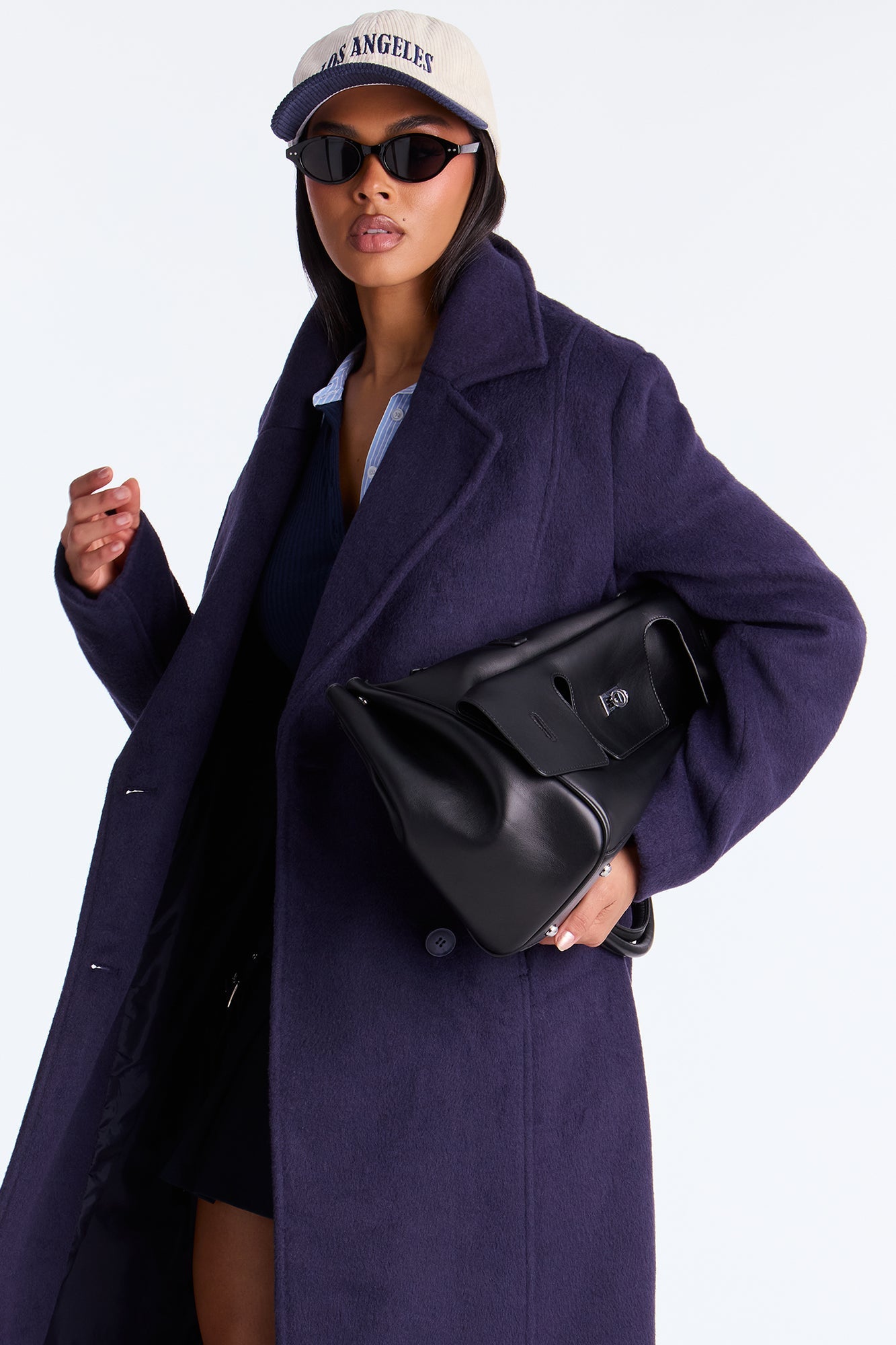 Melonie Wool Trench Coat - Navy